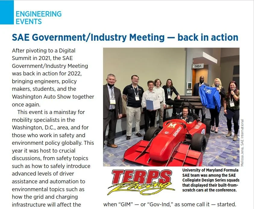 Government and Industry Meeting Featured in SAE Update