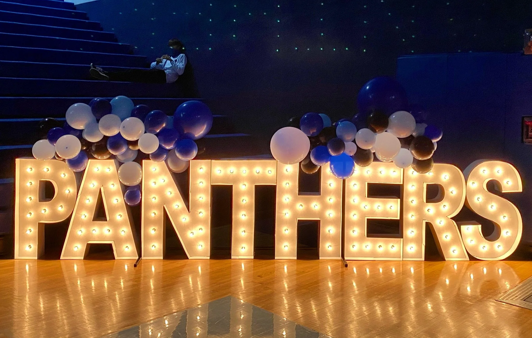 Light-up marquee letters for school event in Huntsville, AL