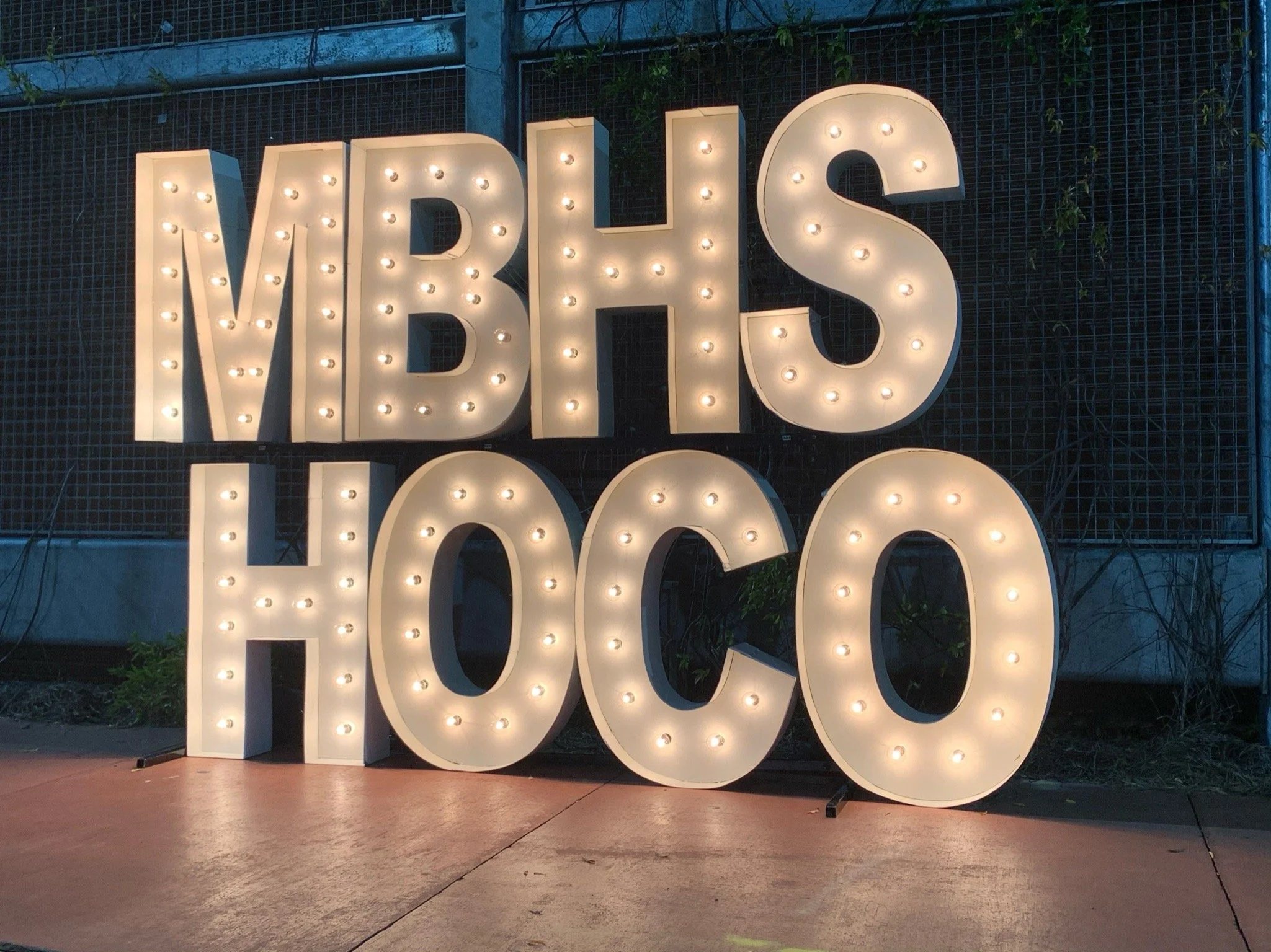 Light-up marquee letters for school event in Huntsville, AL