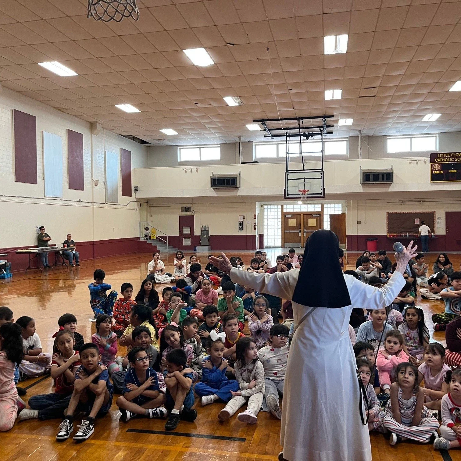 During Friday's school retreat Sr. Marilupe led the kids and faculty in making pretzels representing the crossed arms of Jesus (pretzel prayer in photos)

Fun, learning and togetherness in our faith makes our Eagles stronger
