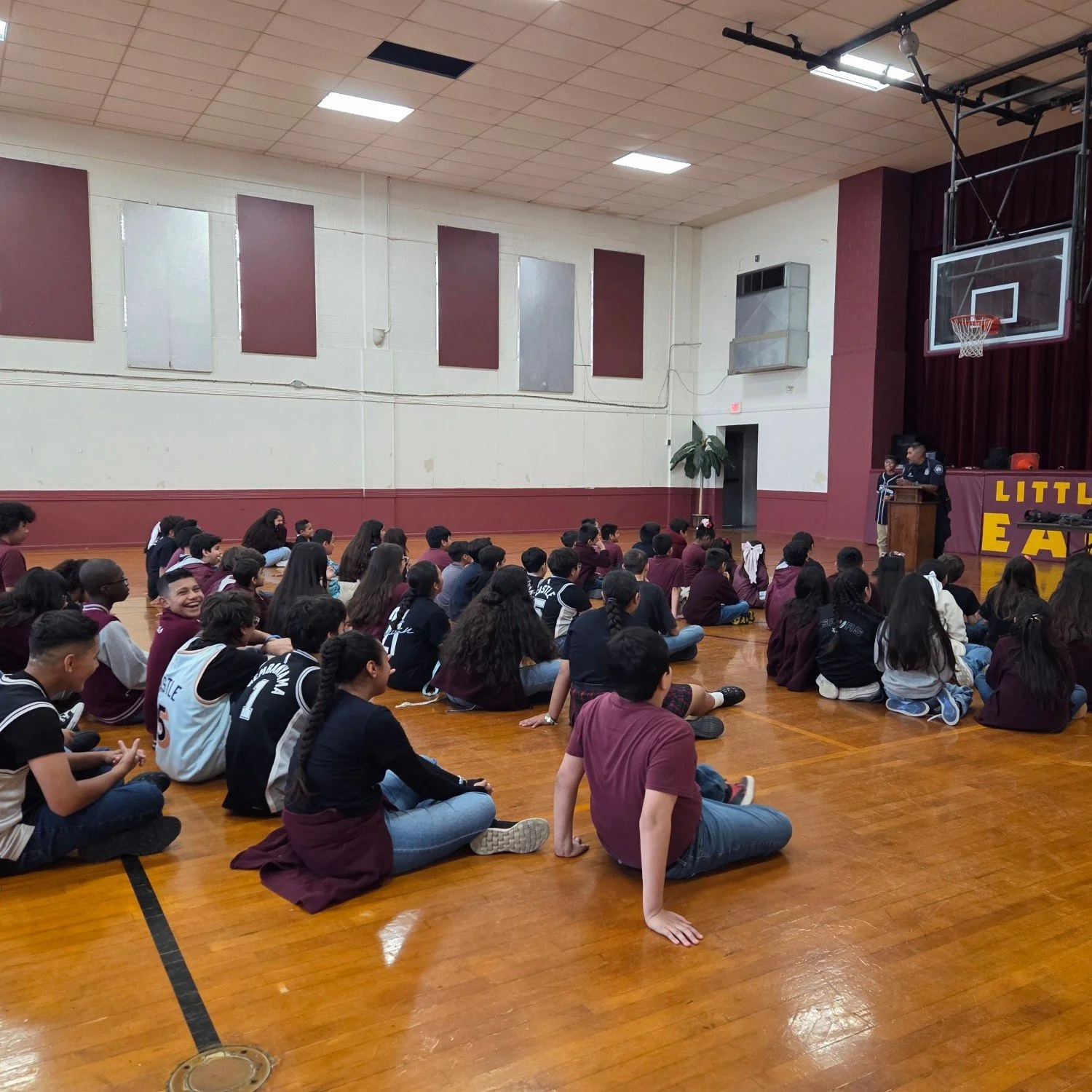 🙏Thank you to Officer Richard Martinez with SAPD K9 Unit for coming to speak to our 2nd to 8th graders.

Thank you to his service dog, Ghost for showing the kids how important your job is!