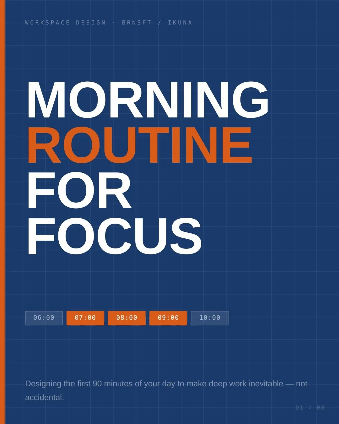Most mornings are designed wrong.

Not badly intentioned. Just optimised for the wrong thing &mdash; reactivity instead of focus.

Phone checked before feet hit the floor. Email opened before the brain is properly awake. The best cognitive hours of t
