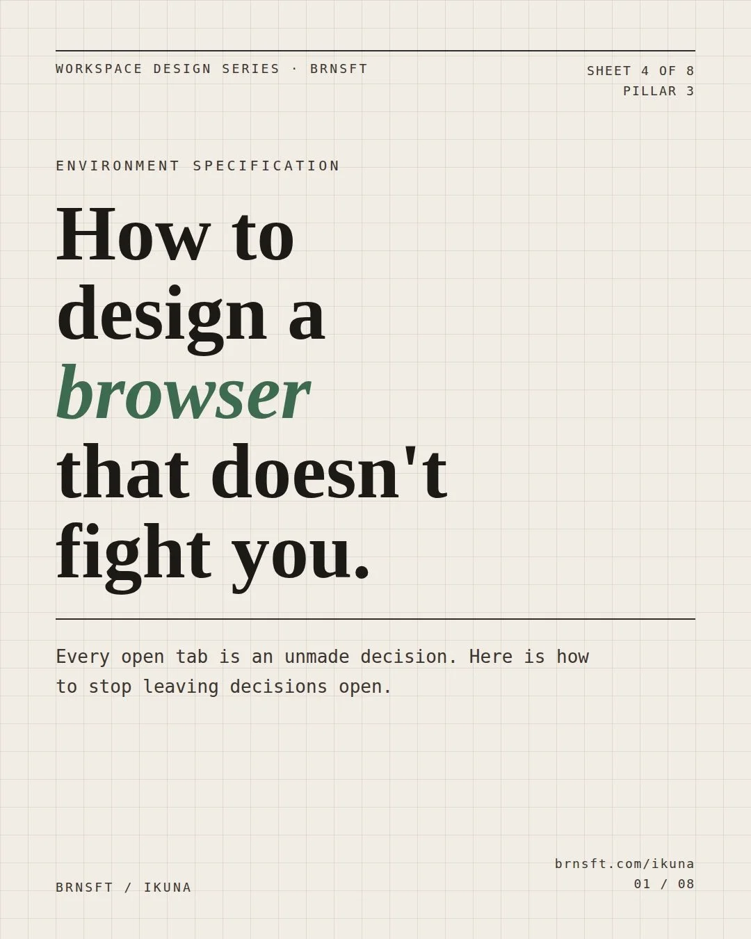 Every open tab is a decision you haven't made.
A browser with 30 tabs isn't a research tool. It's anxiety made visible. Each one is a task you didn't finish or an intention you didn't act on.
Four changes that fix it: one window per context, new tab 