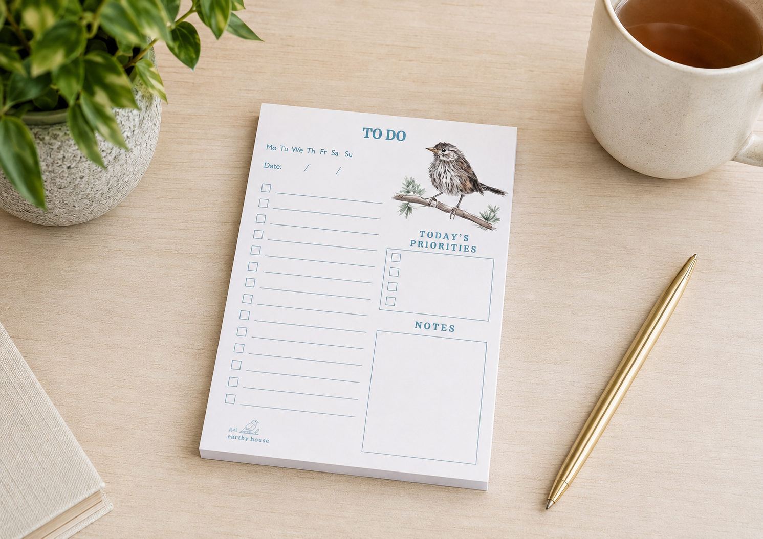 A6 To-Do Notepad – 25 Tear-Off Sheets - Dunnock