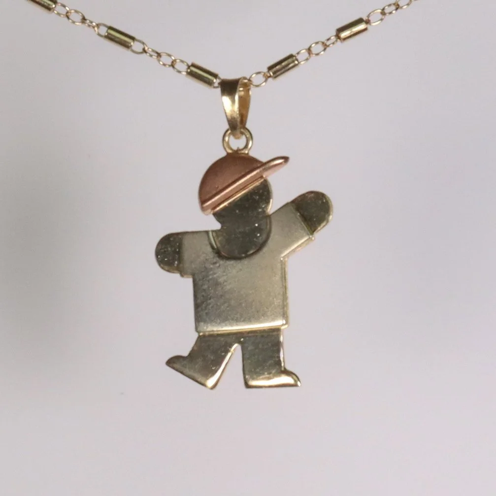 Estate 14k Tri Color Gold Kid Charm
