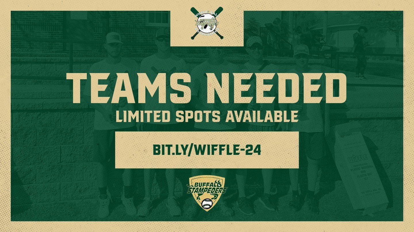 The 3rd Annual Buffalo Stampeders Wiffle Ball Tournament is coming up on March 16th! We are looking for more teams to participate. Visit https://bit.ly/wiffle-24 to register now!