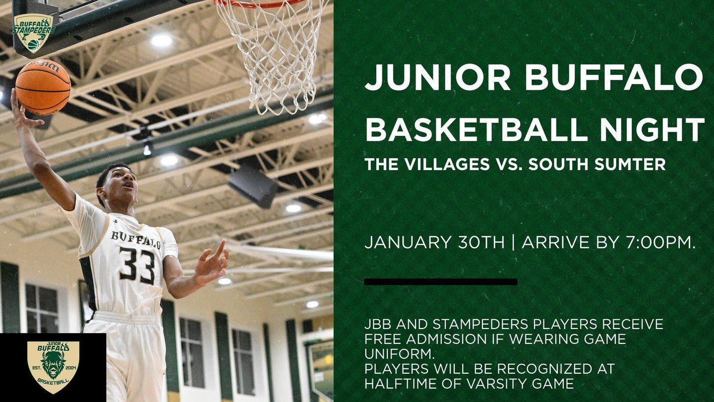 We are excited to partner with VHS Buffalo Basketball for Junior Buffalo Basketball Night on Tuesday night!