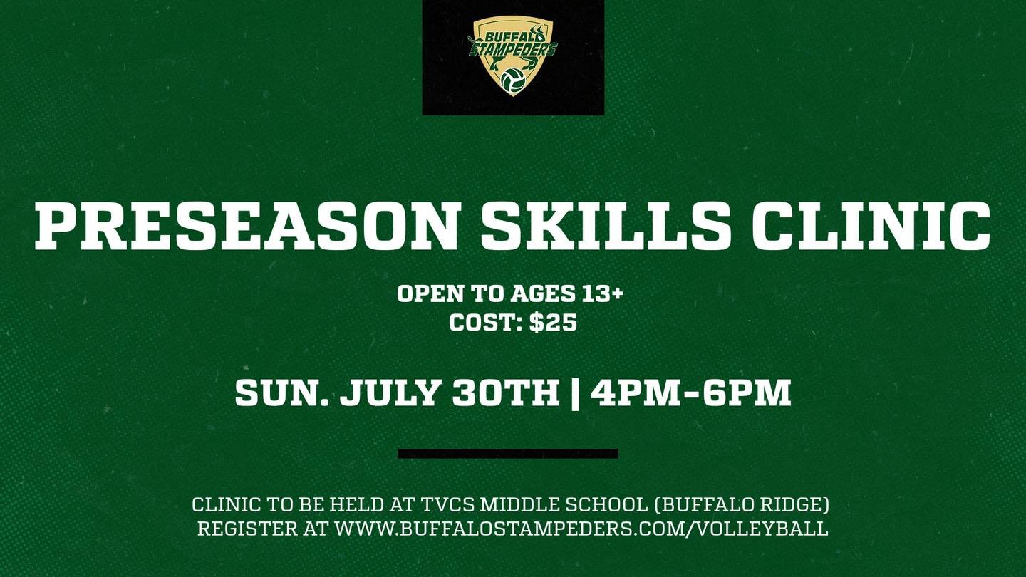 Registration is now open for our Volleyball Preseason Skills Clinic. Come get some great instruction prior to club and school tryouts. Open to ages 13 &amp; up.