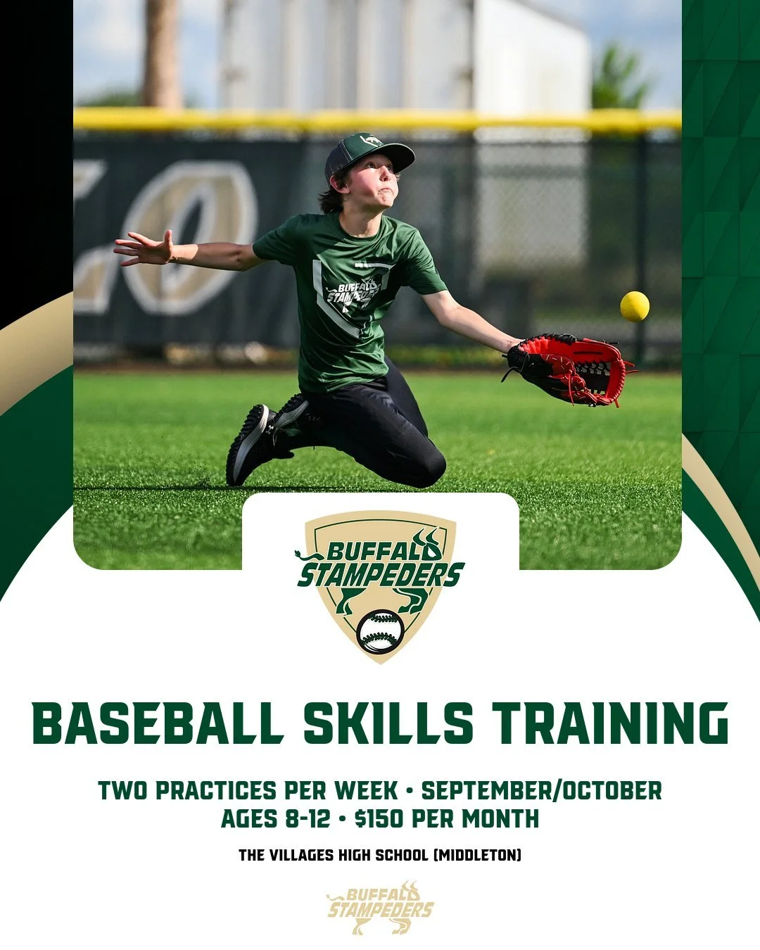 Join us for our Buffalo Stampeders baseball training program! This two-month program will feature two practices per week, with athletes receiving valuable on-field instruction from qualified coaches. For more information or to register, visit the BAS