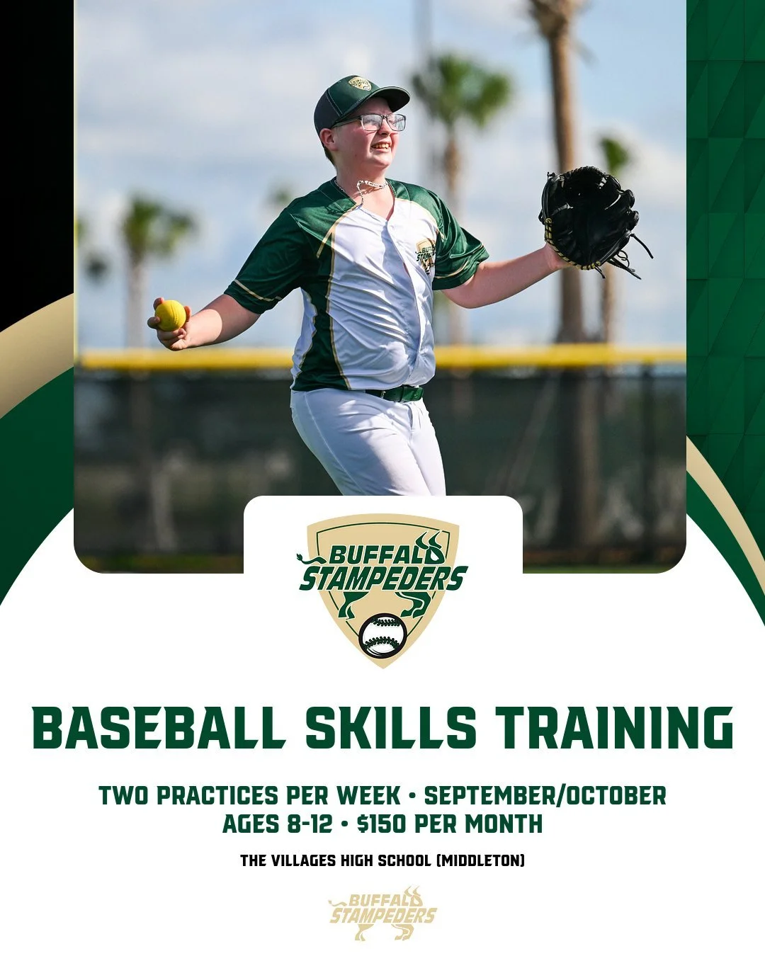 THERE'S STILL TIME: Registration for our Buffalo Stampeders baseball skills training program closes Sept. 1. For more information about this on-field instructional program, visit the BASEBALL page on our website.