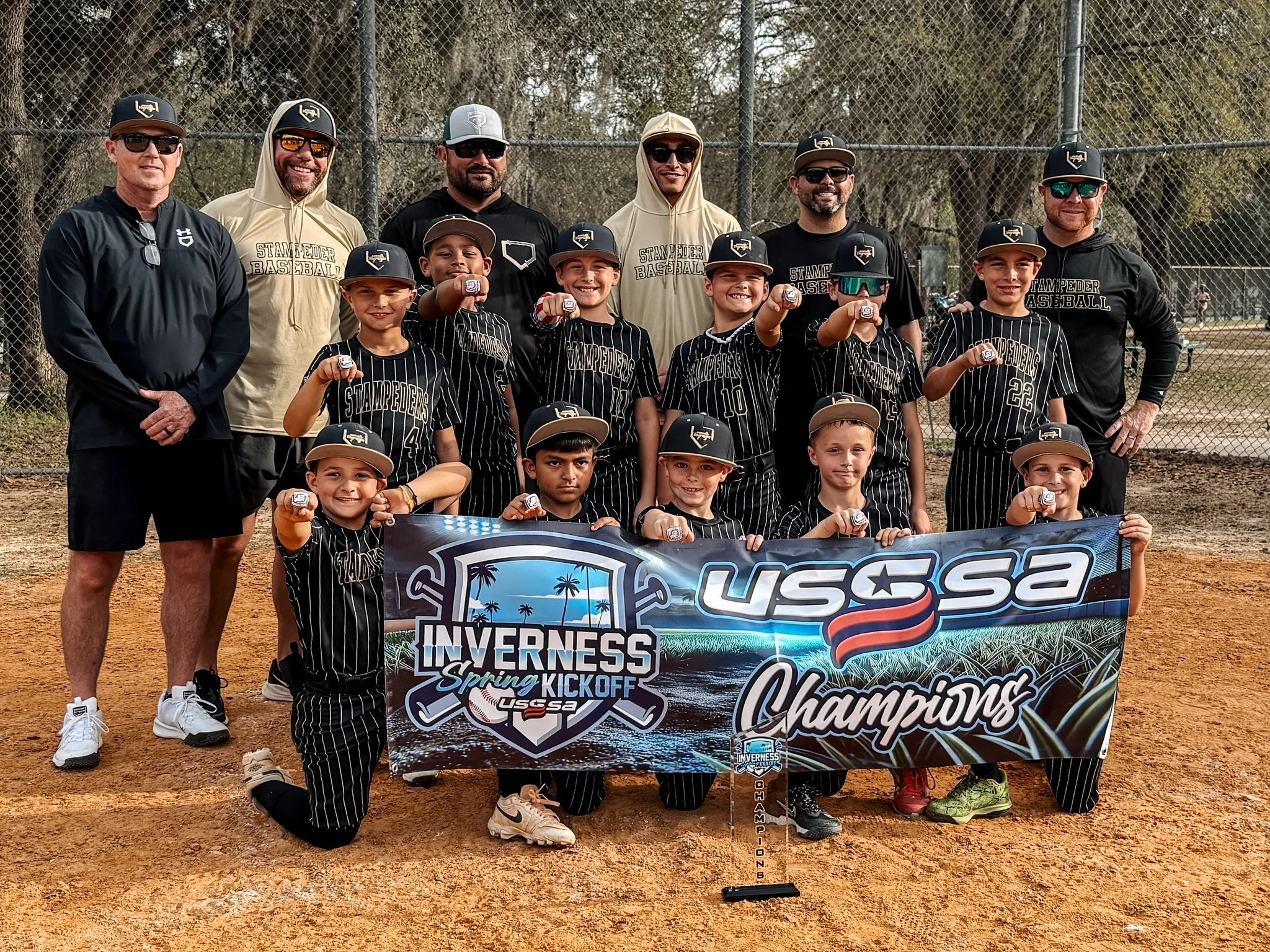 Congratulations to our Buffalo Stampeders 9u baseball team for winning the USSSA Inverness Spring Kickoff recently in Citrus County. They outscored their opponents, 48-22, en route to a  4-1 overall record on the weekend. A trio of players (Easton Up