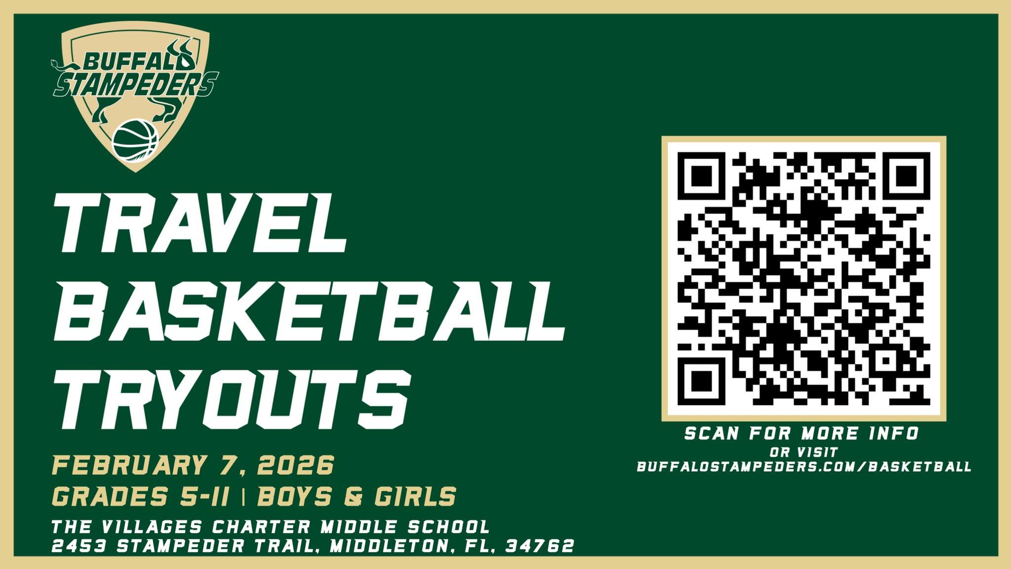 It's almost time for travel basketball! The Buffalo Stampeders will host travel basketball tryouts for both boys and girls, grades 5-11, next month in Middleton. For more information or to register, visit the BASKETBALL page on our website today!