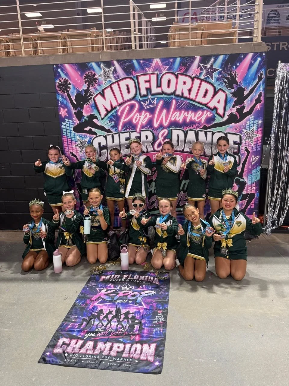 It's time for a HUGE congratulations to our Buffalo Stampeders cheer program! All seven teams showcased their talents and finished on their respective podiums last week at the Mid-Florida Pop Warner Cheer &amp; Dance competition!
-Junior Tiny Mites (