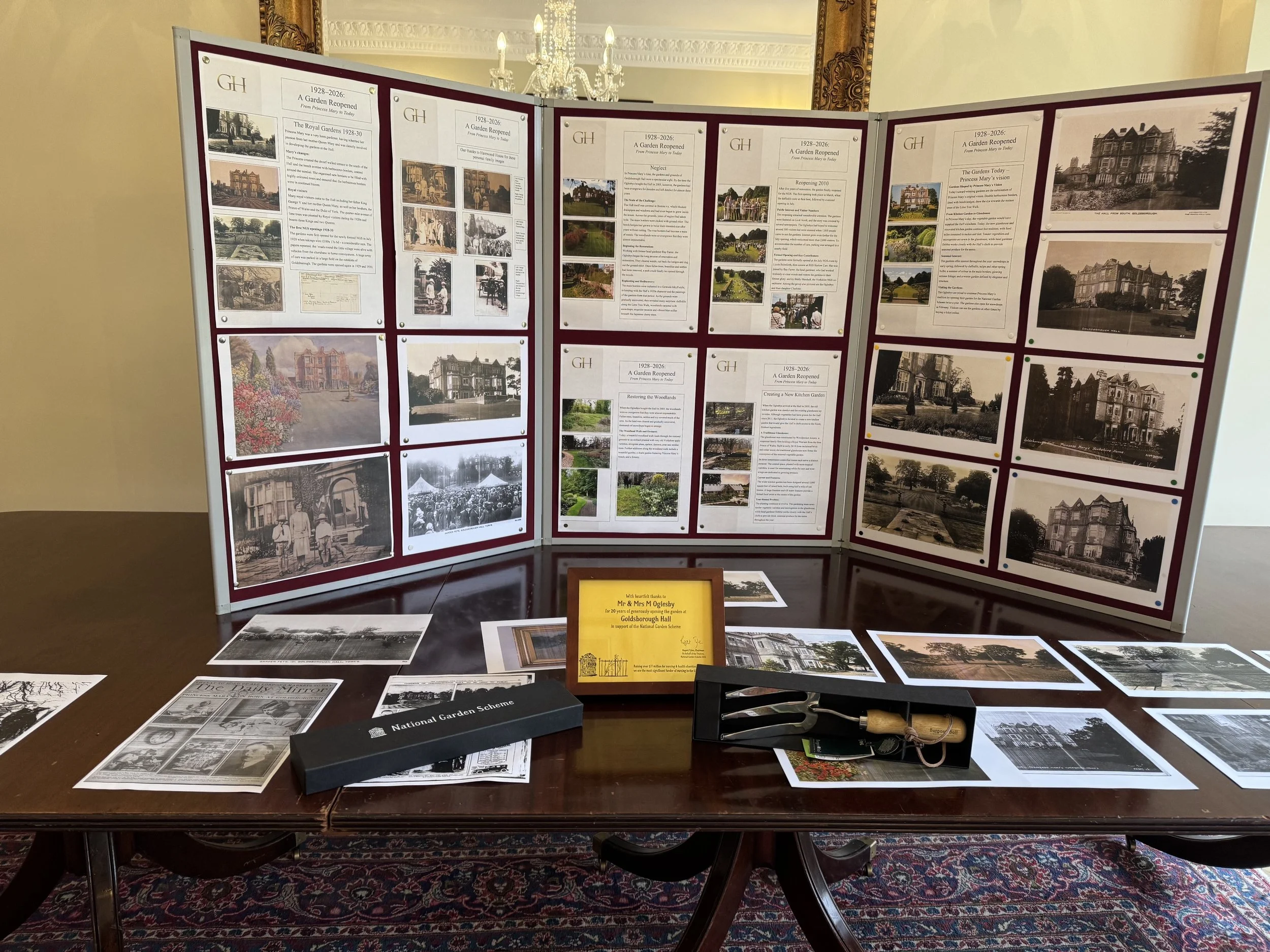 Image shows display board exhibition showing the history of the Goldsborough Hall gardens
