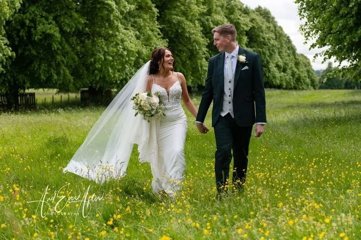 Wedding couple in the Lime Tree Walk at Goldsborough Hall