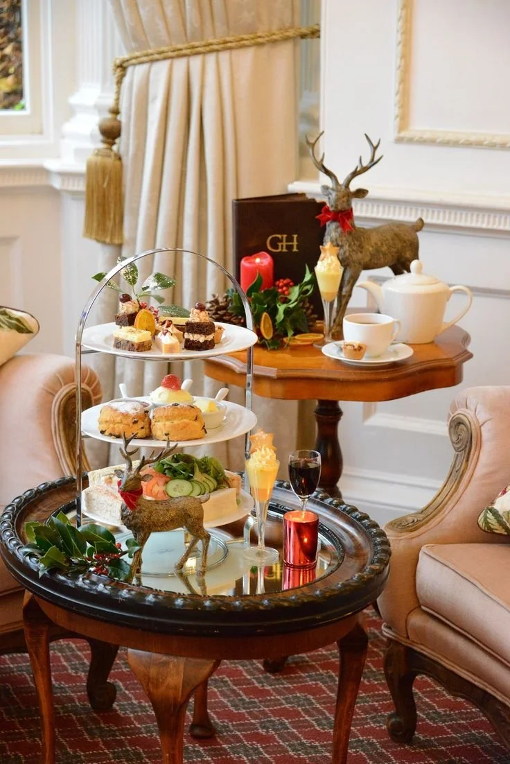 A festive afternoon tea in a stately home, goldsborough hall in Yorkshire