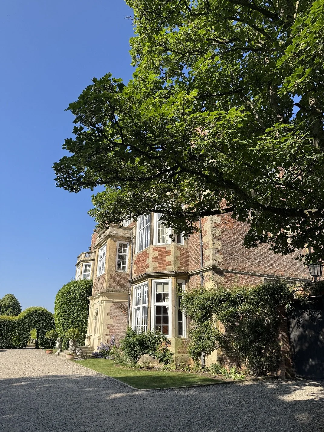 East side of Goldsborough Hall showing the front entrance steps