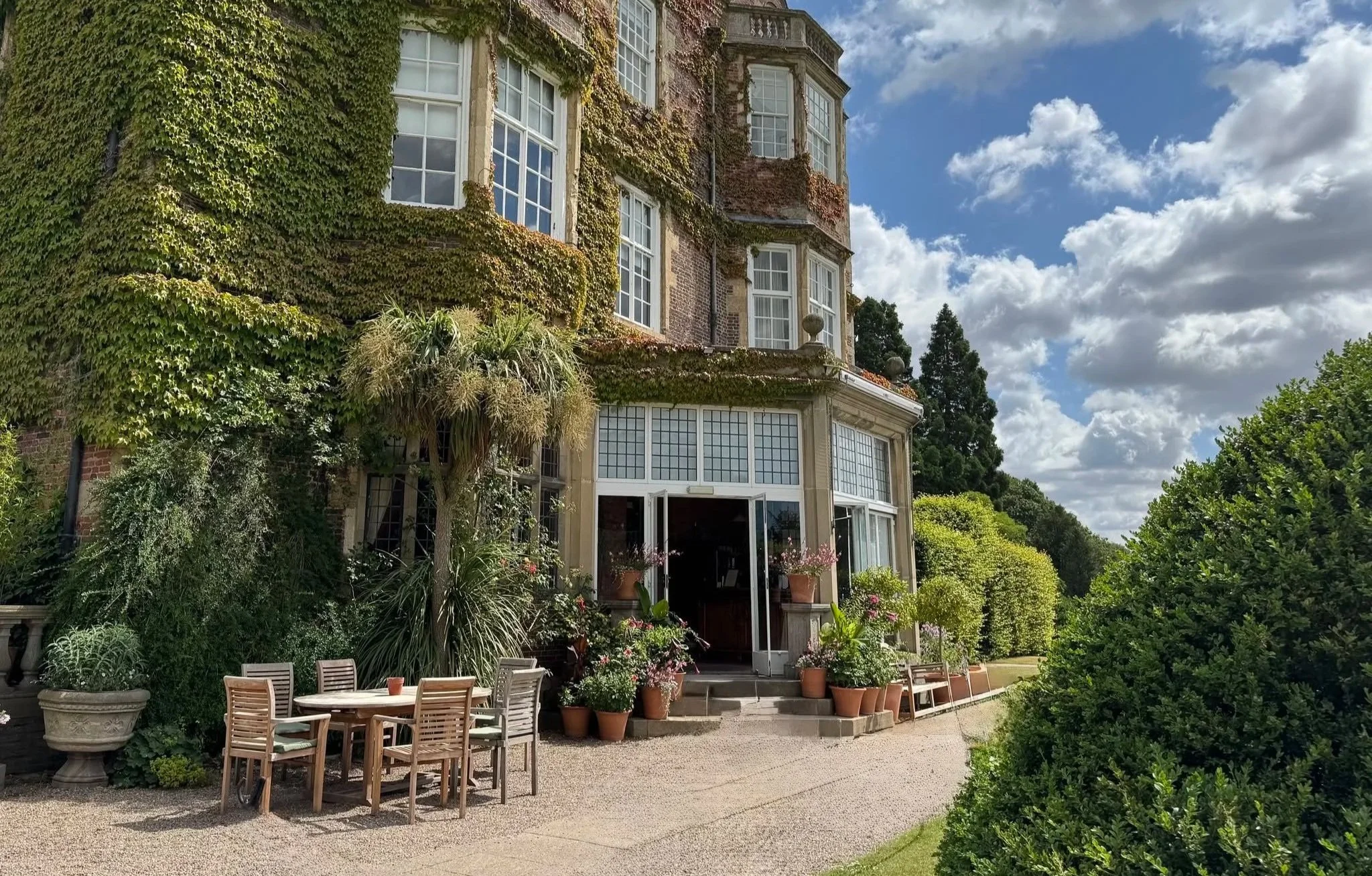 Colour photograph of the south side of Goldsborough Hall, near Harrogate