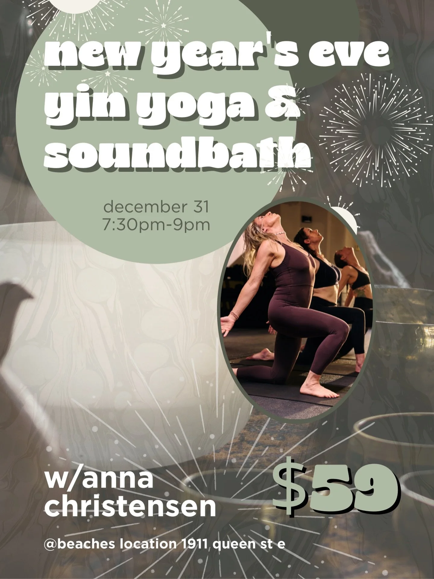 End 2025 feeling grounded and renewed. Yin Yoga, Meditation, and Soundbath with Anna. December 31, 7:30&ndash;9 PM. $59.