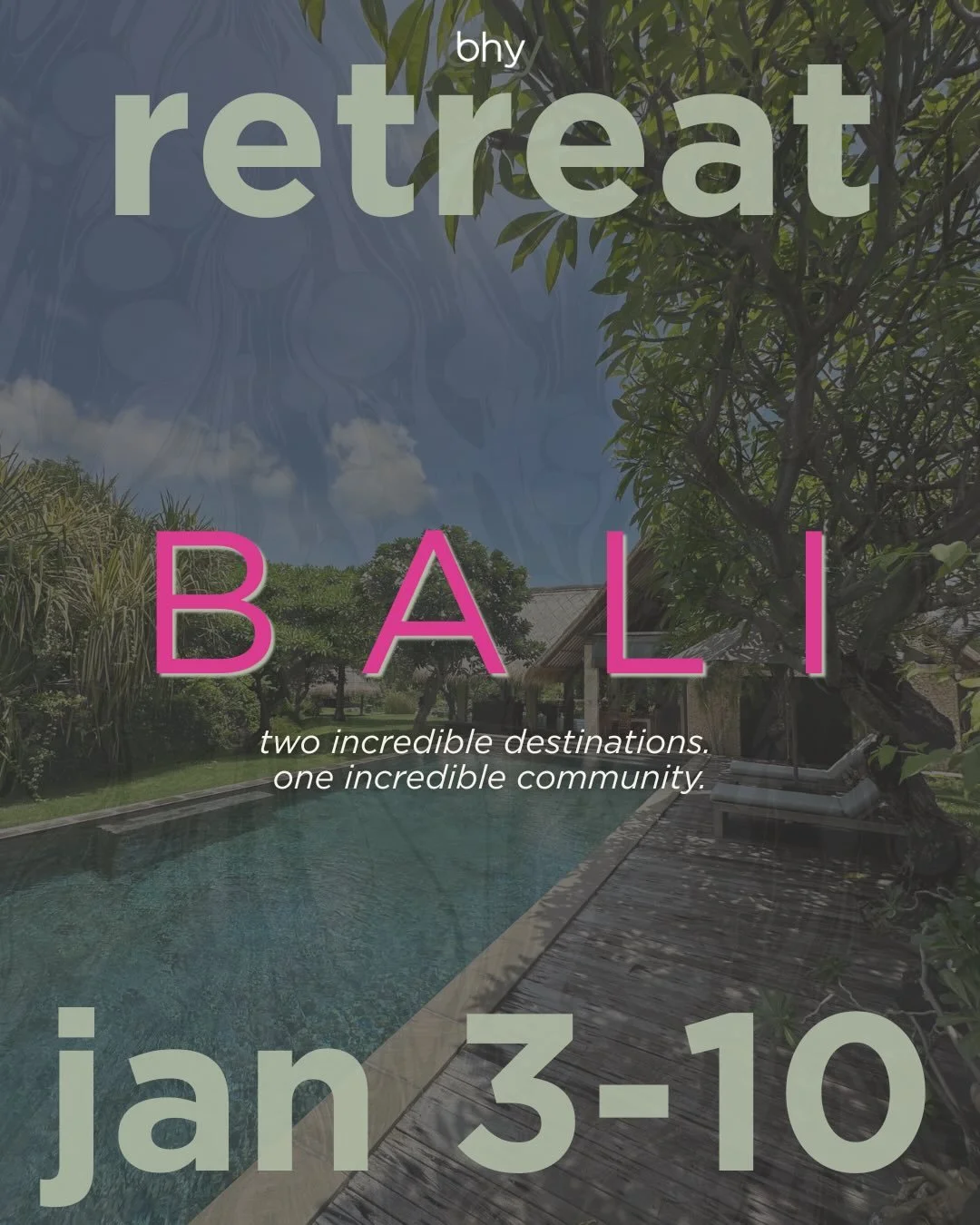 bhy returns to bali
jan 3&ndash;10, 2027

our third time back&hellip; and it just keeps getting better

this isn&rsquo;t just a retreat
it&rsquo;s a reset
a deep exhale
a chance to step out of your routine and come back to yourself

ubud &rarr; still