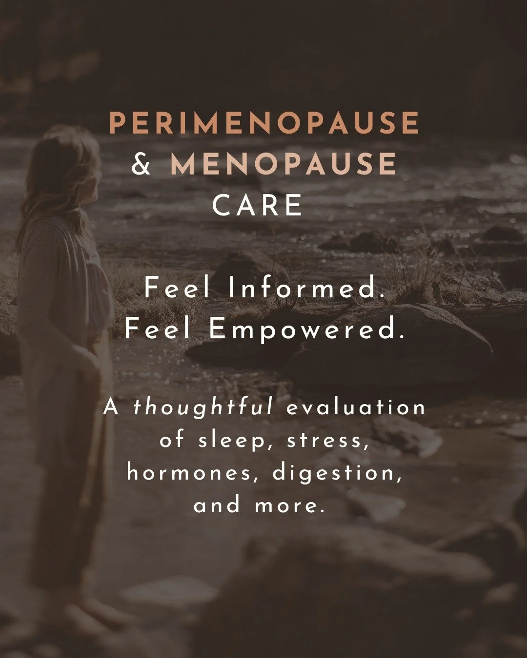 Feel informed. Feel empowered.

Menopause and perimenopause don&rsquo;t come with a roadmap, but your body is communicating and sometimes it just needs the right kind of support to be heard clearly.

Our Individualized Assessment is designed to give 