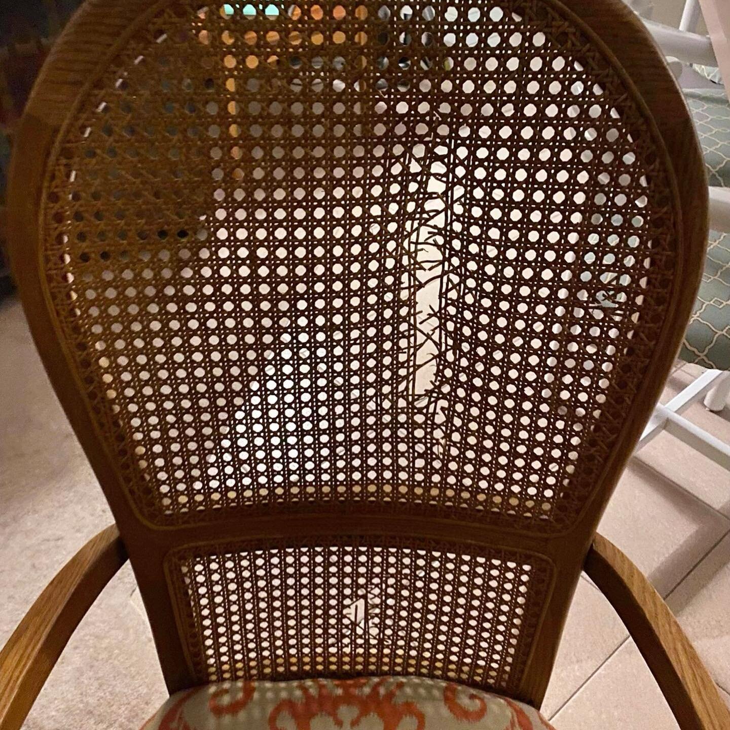 Before and after repair 👍🪑 #recaning #chairrepairs #dontleanbackinyourchair #colormatch #happycustomer #balexandercustomwoodworking
