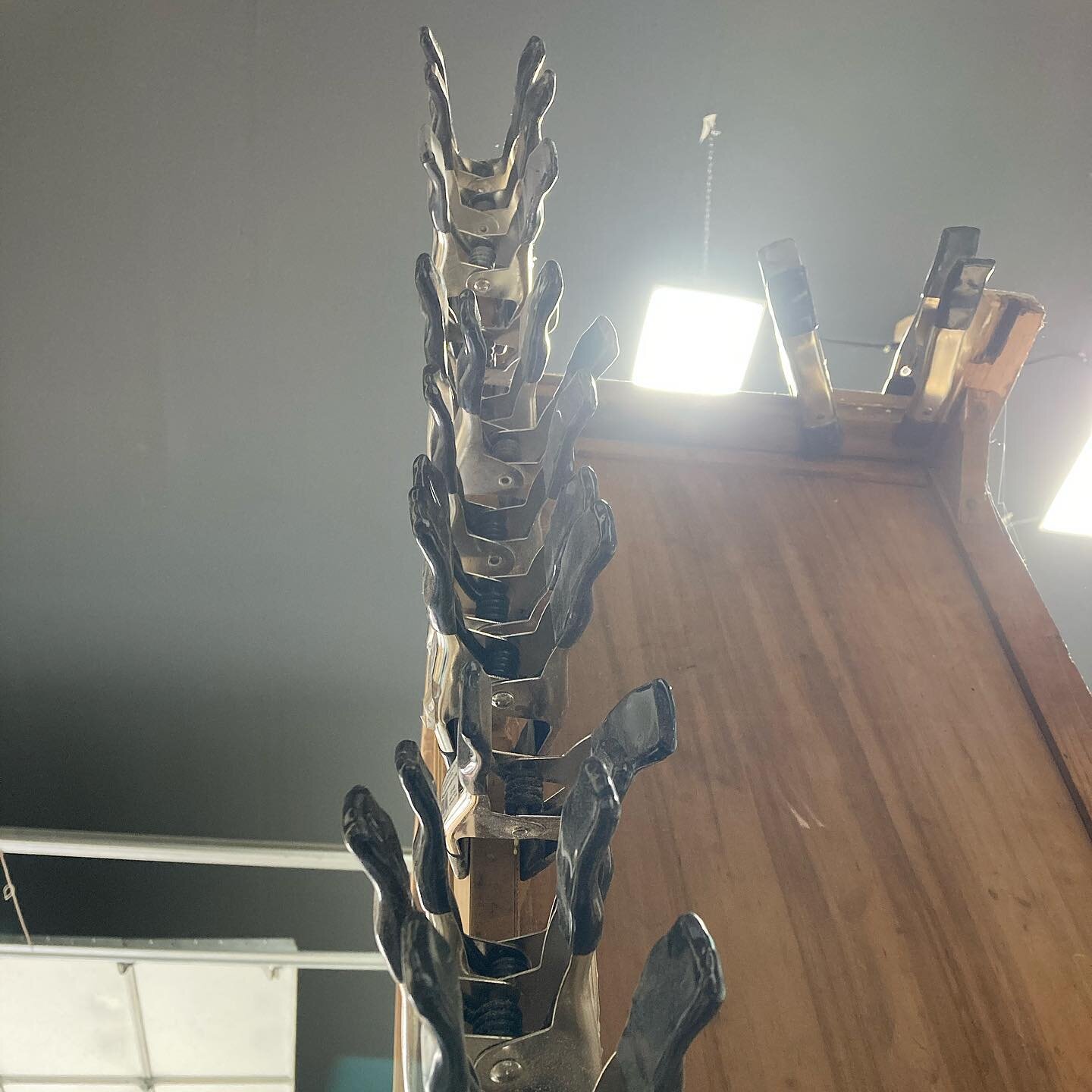 You can never have too many clamps! #clamps #glueup #balexandercustomwoodworking #furniturerestoration #fixit #restore #dresser #furnituremakeover