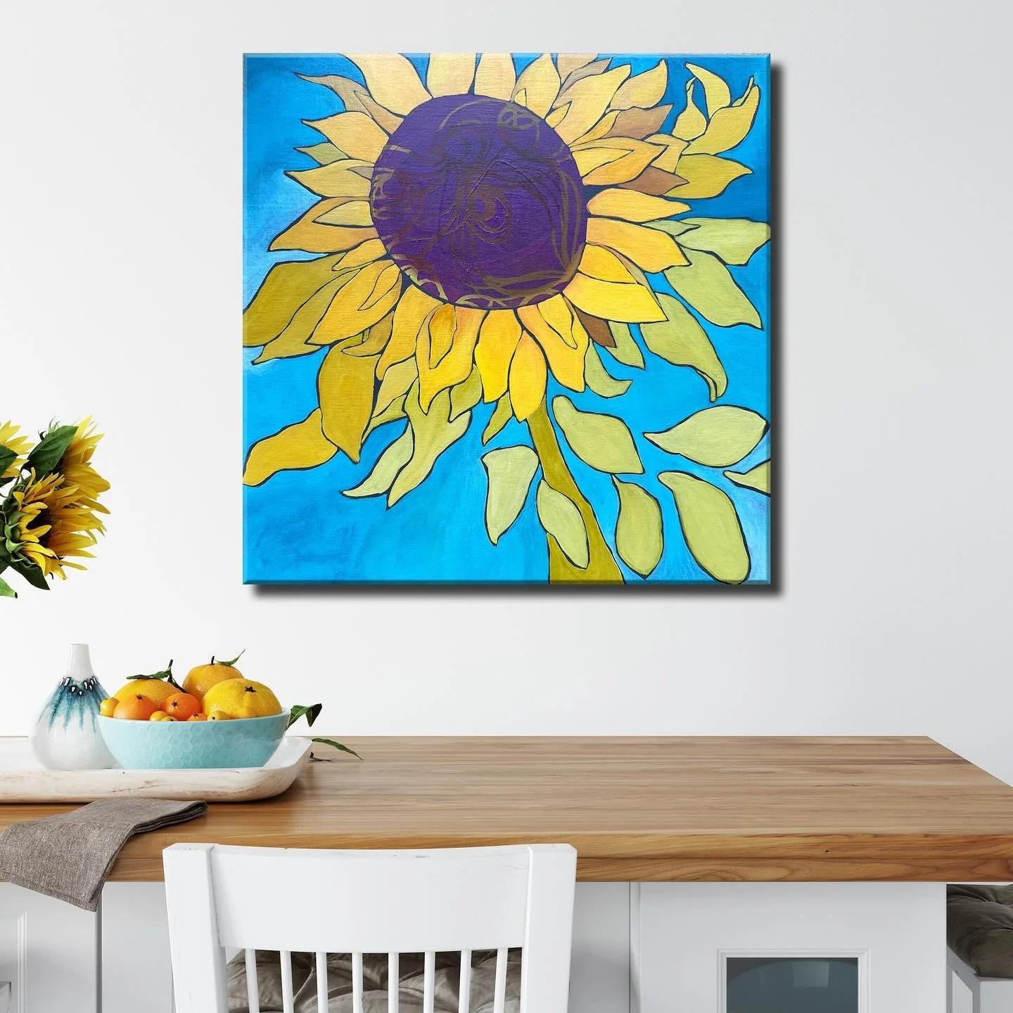 &ldquo;Sunny Disposition No. 4&rdquo; is available at @gardencityarts 
This is a 16&rdquo;x16&rdquo; acrylic on cradled board.

The happiest🌻 of my new pieces, she looks straight at you, says, &ldquo;I&rsquo;m here&rdquo;, and has no qualms about it
