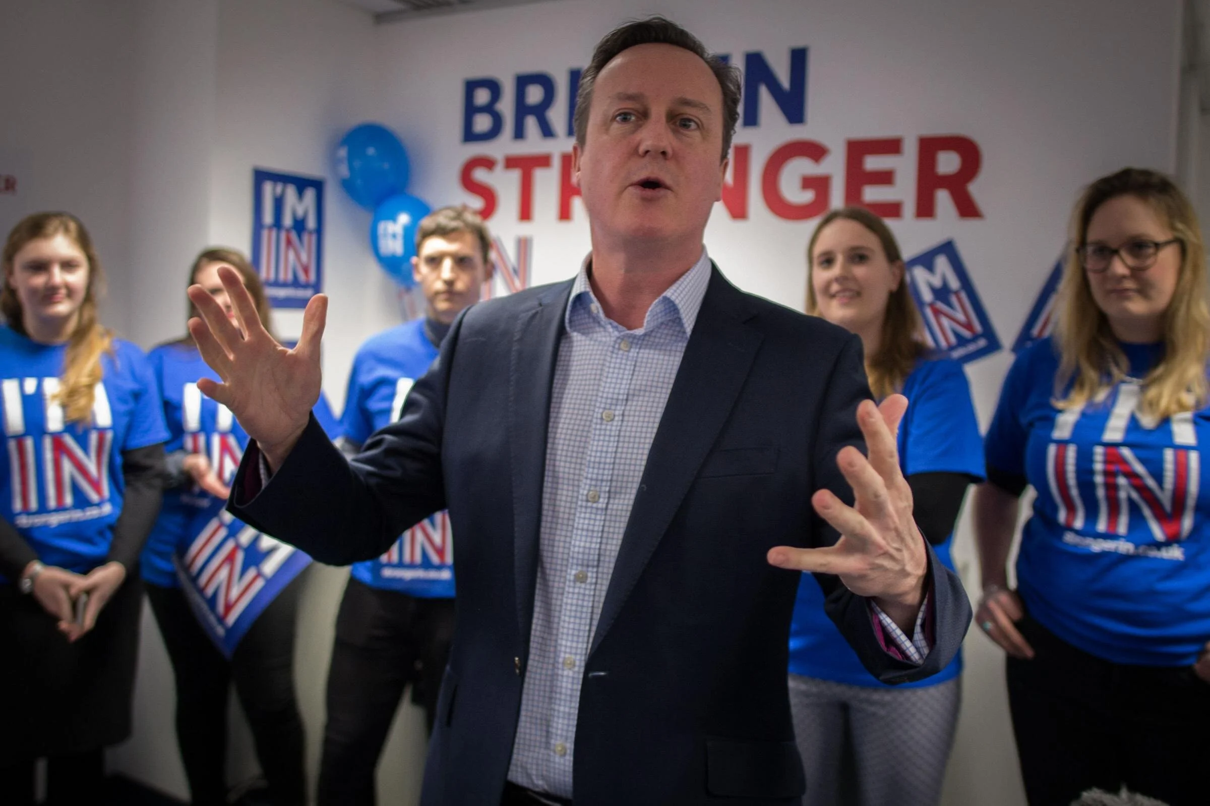 Photo: Former UK Prime Minister David Cameron campaigning during the 2016 Brexit Referendum.