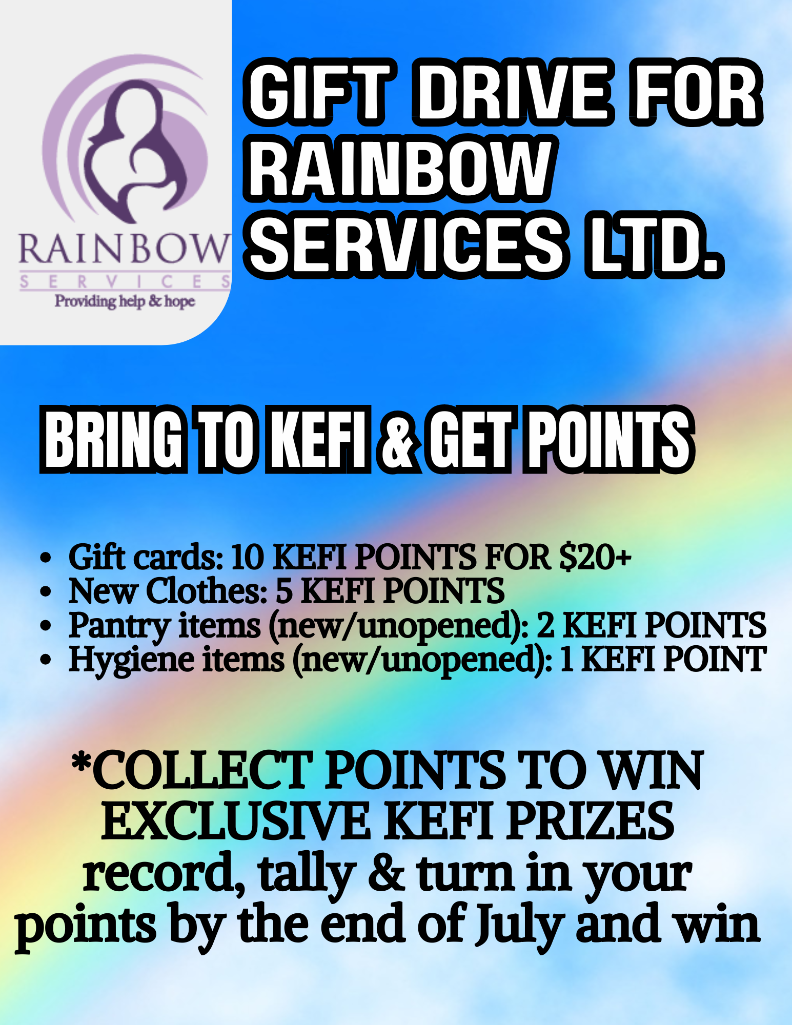 CHRISTMAS IN JULY GIFT DRIVE FOR RAINBOW SERVICES LTD SAN PEDRO