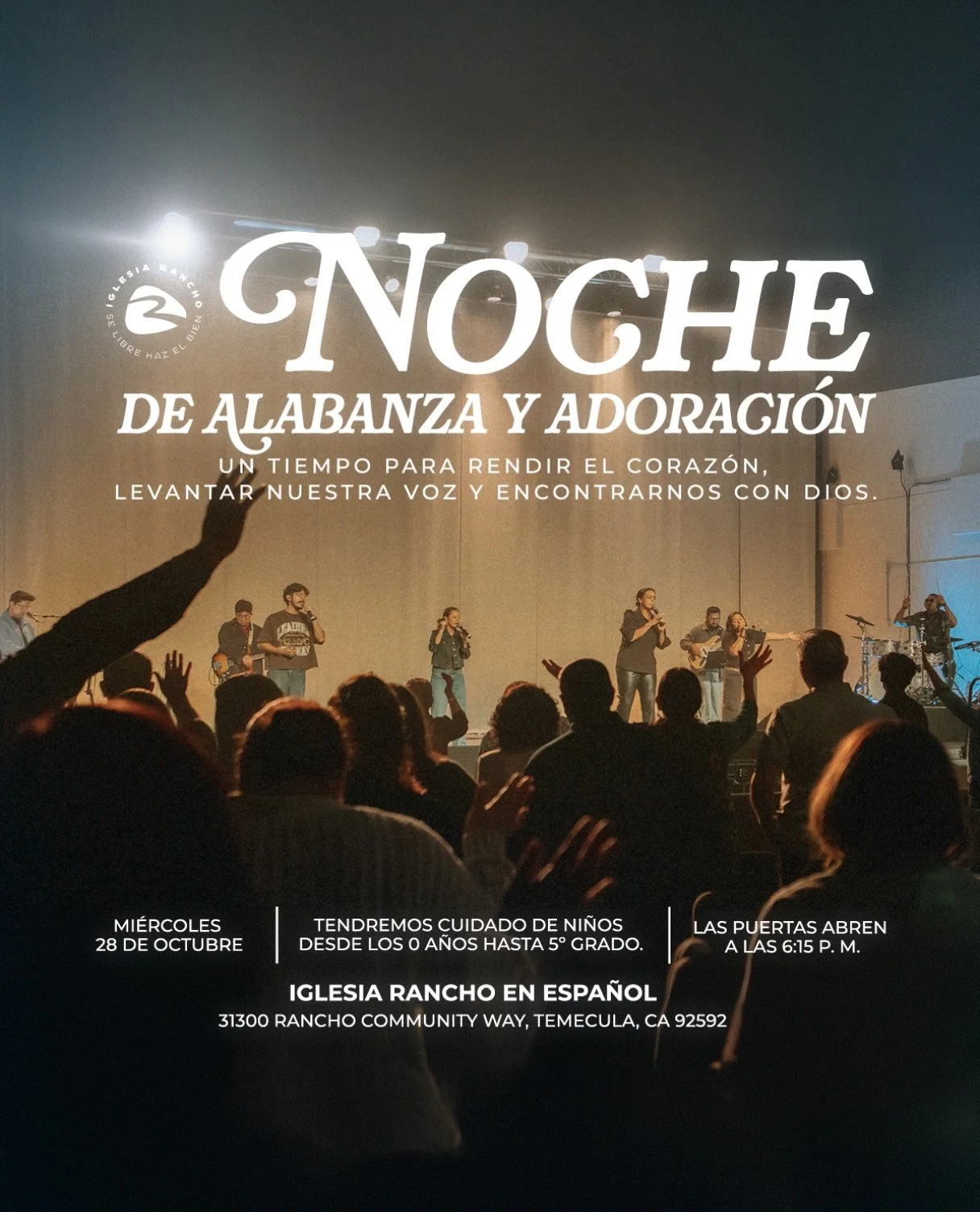&iexcl;Este mi&eacute;rcoles tenemos una cita especial! 🙌
Te invitamos a nuestra Noche de Alabanza y Adoraci&oacute;n, un tiempo para reunirnos como familia, levantar nuestra voz y buscar juntos la presencia de Dios.
en Espa&ntilde;ol.

📅 Mi&eacute