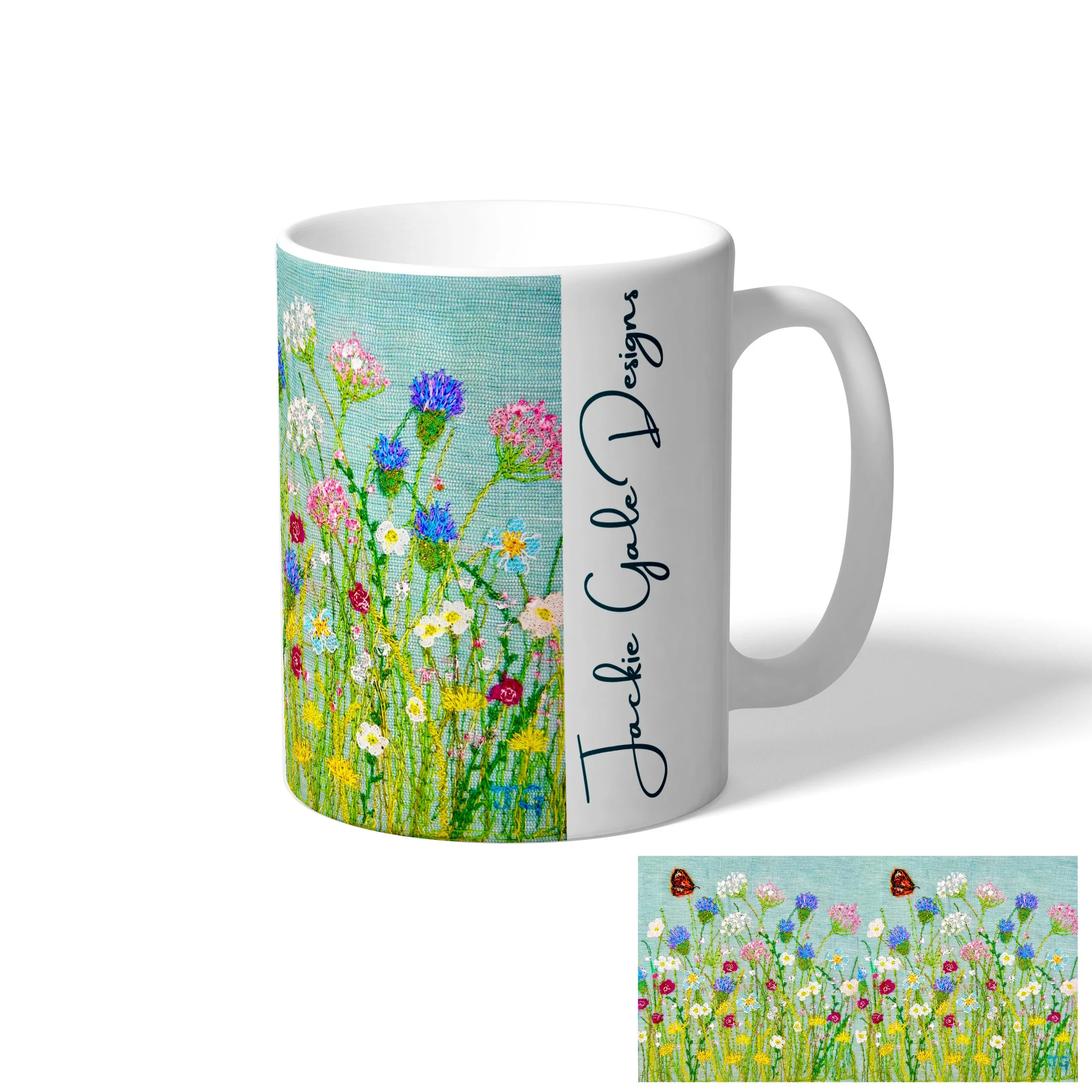 Floral Textile Art Mug Jackie Gale