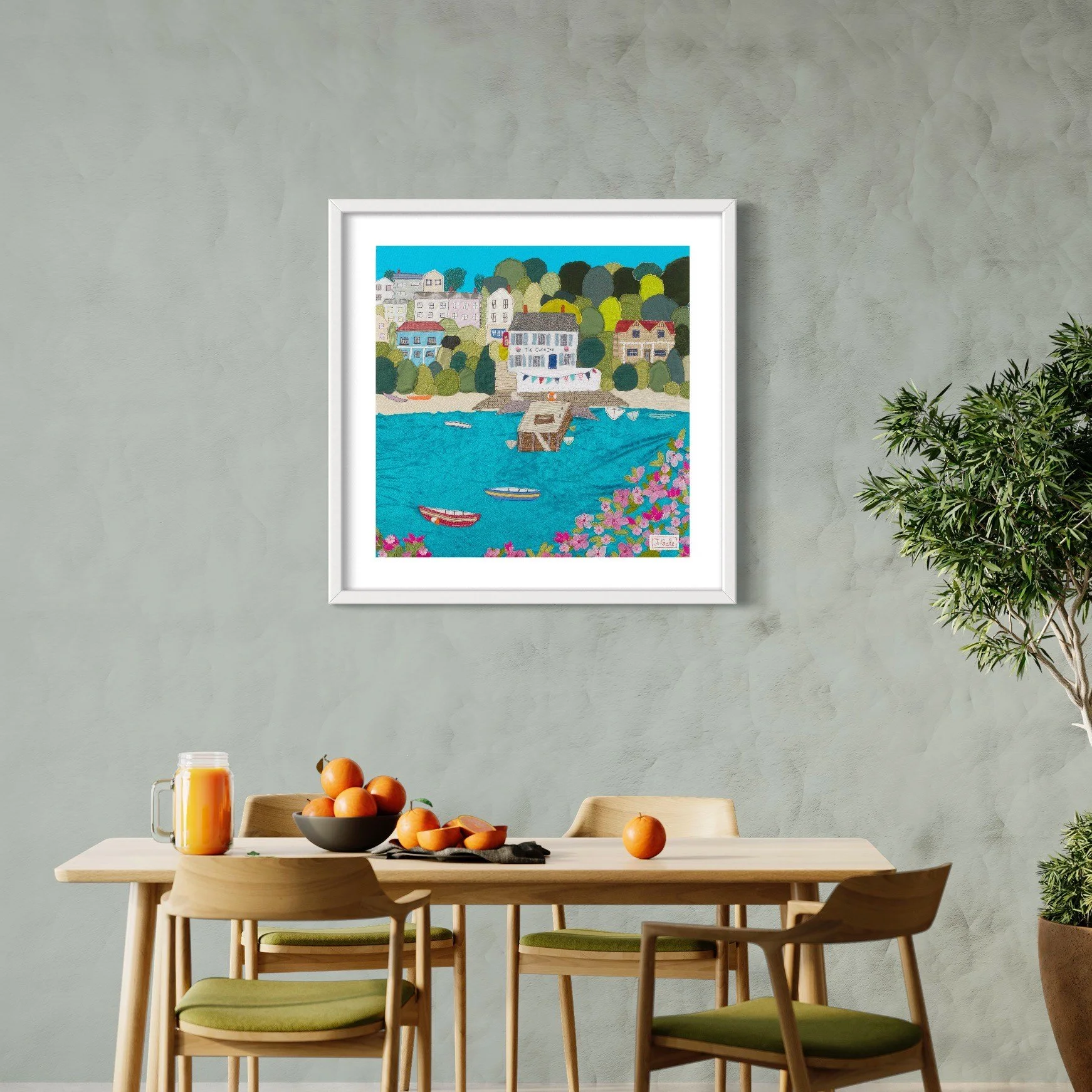 The Swan Inn Art Print Devon By Jackie Gale Textile Artist