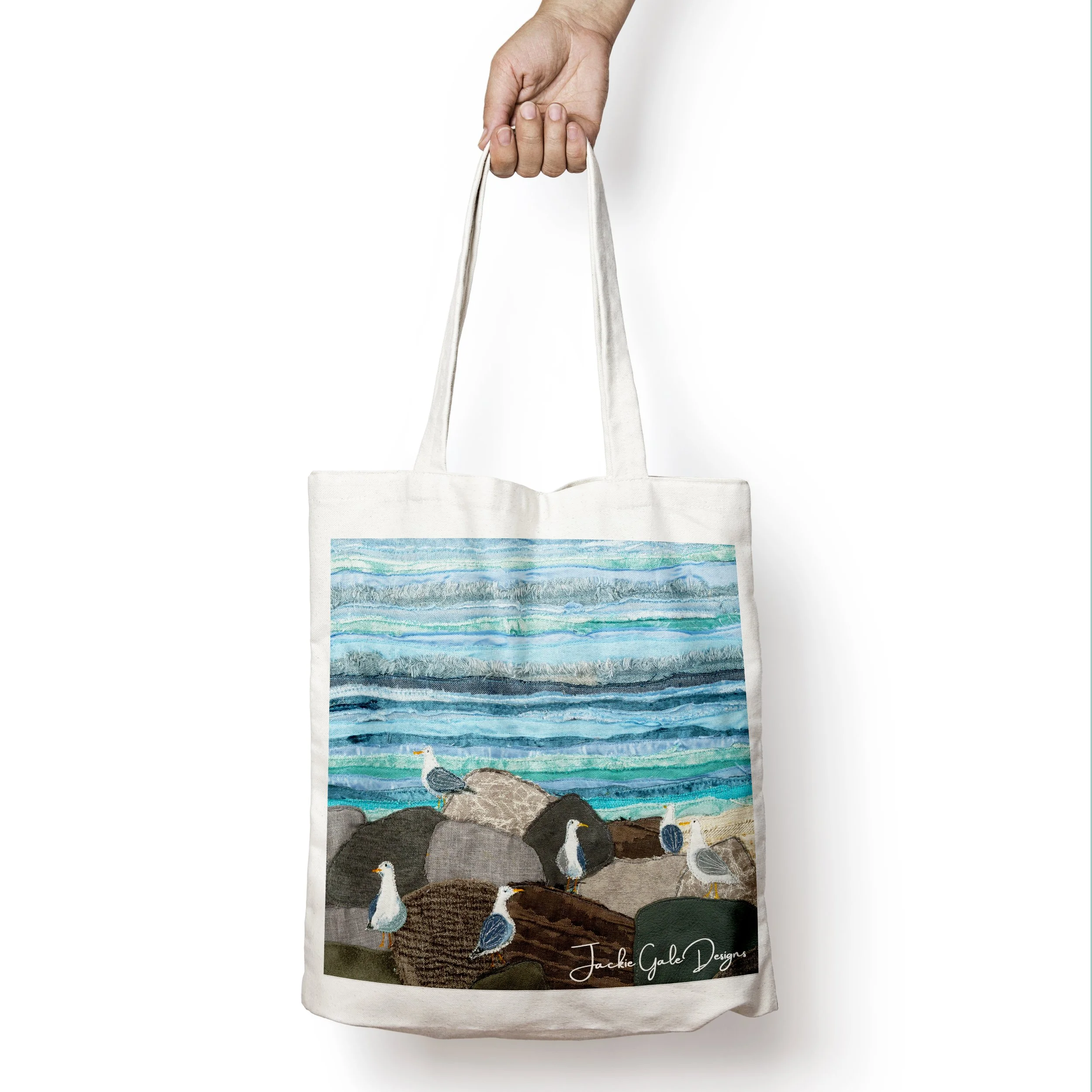 Seagulls Rock Canvas Tote Bag By Jackie Gale
