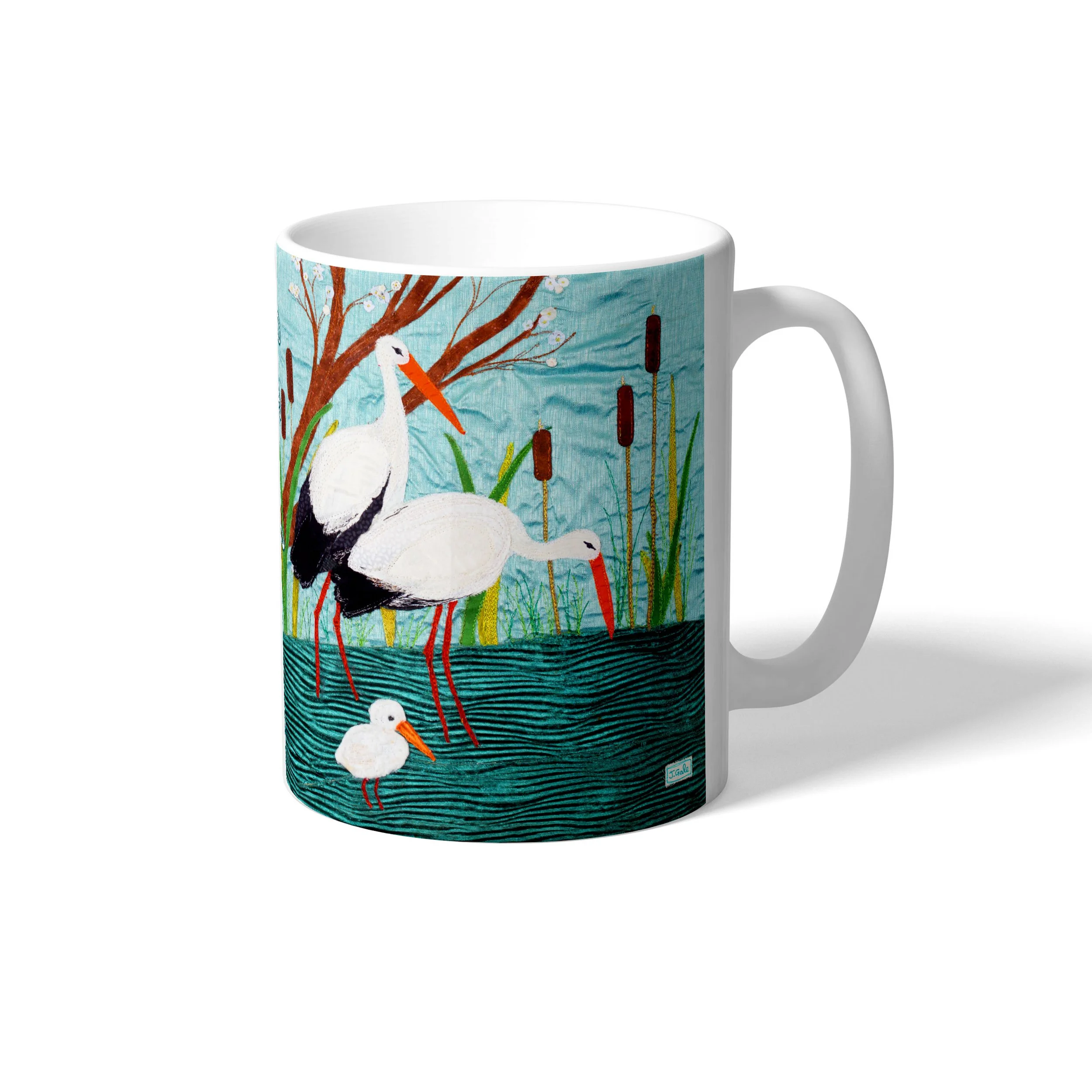 White Storks Ceramic Art Mug