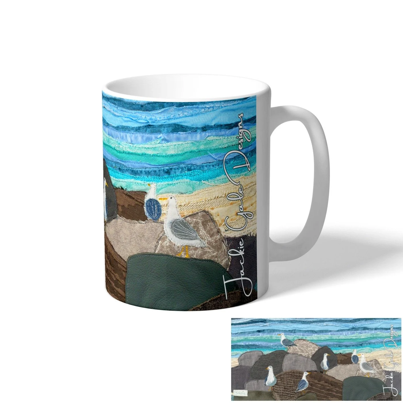 Seagulls Mug By Jackie Gale Textile Artist - Devon