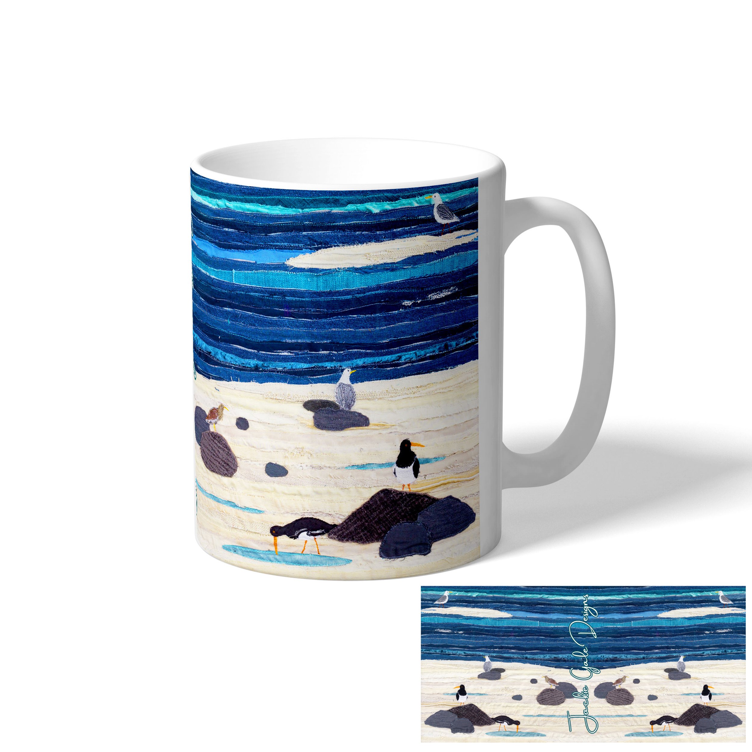 Sea Birds Mug By Jackie Gale - Devon Textile Artist