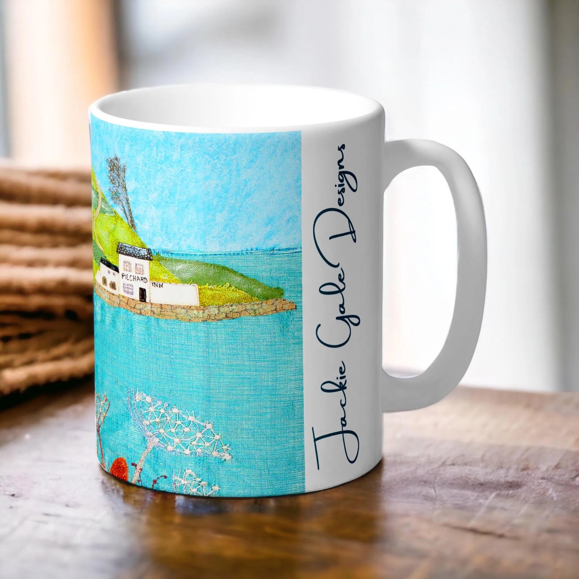 Burgh Island Art Mug - Jackie Gale Textile Art Devon