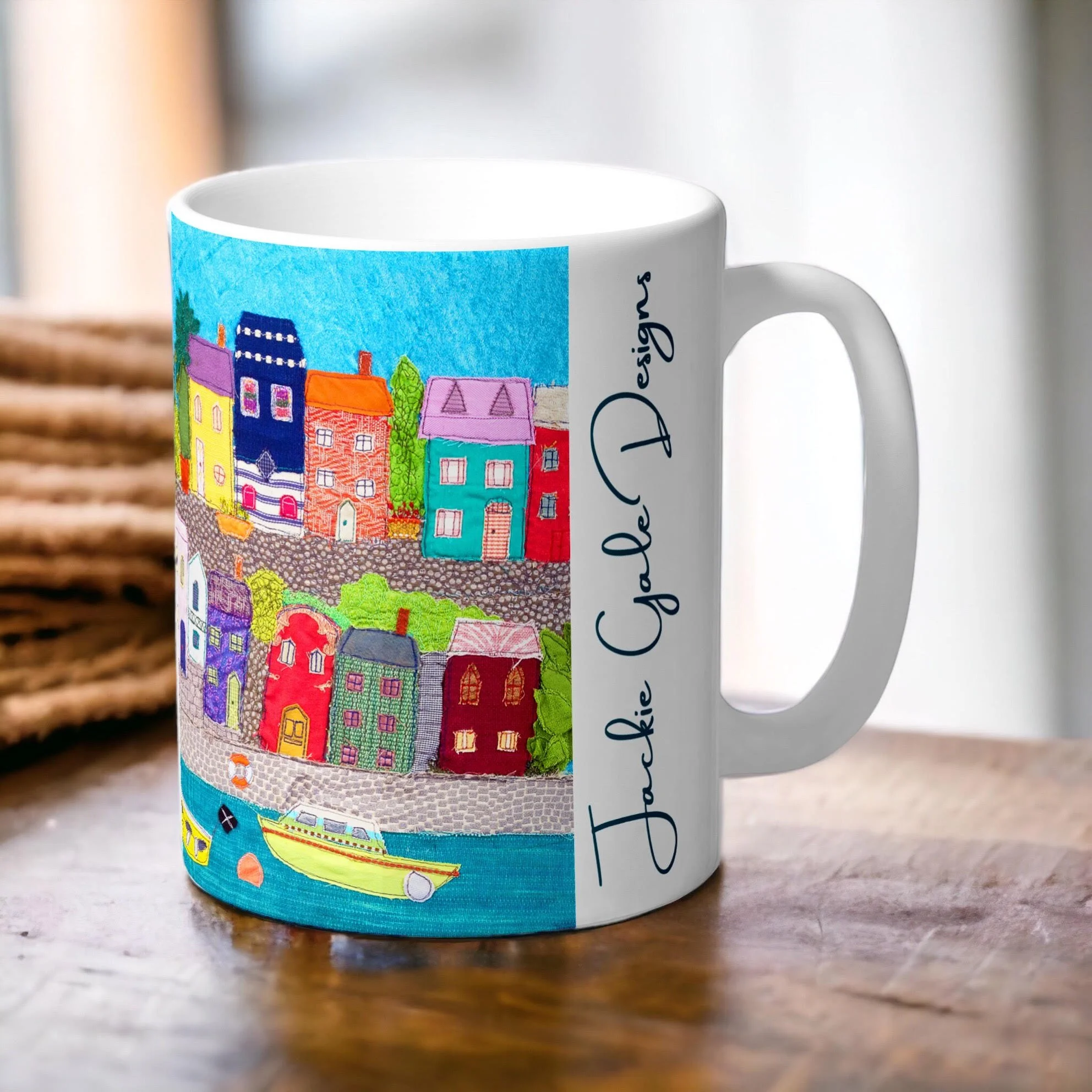 Sea Town Mug By Jackie Gale - Textile Artist - Devon