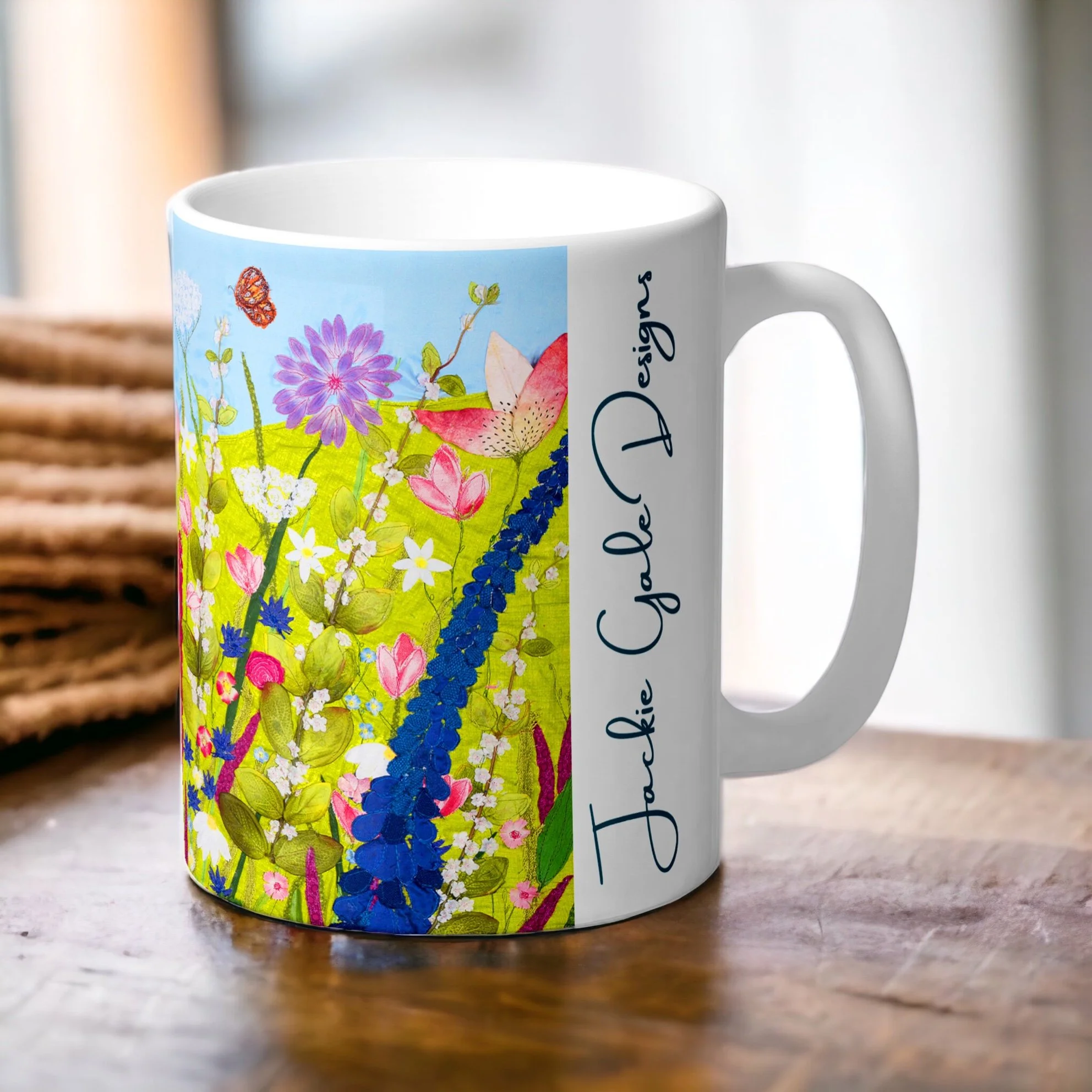 Wild Summer Floral Mug By Jackie Gale Textile Artist - Devon
