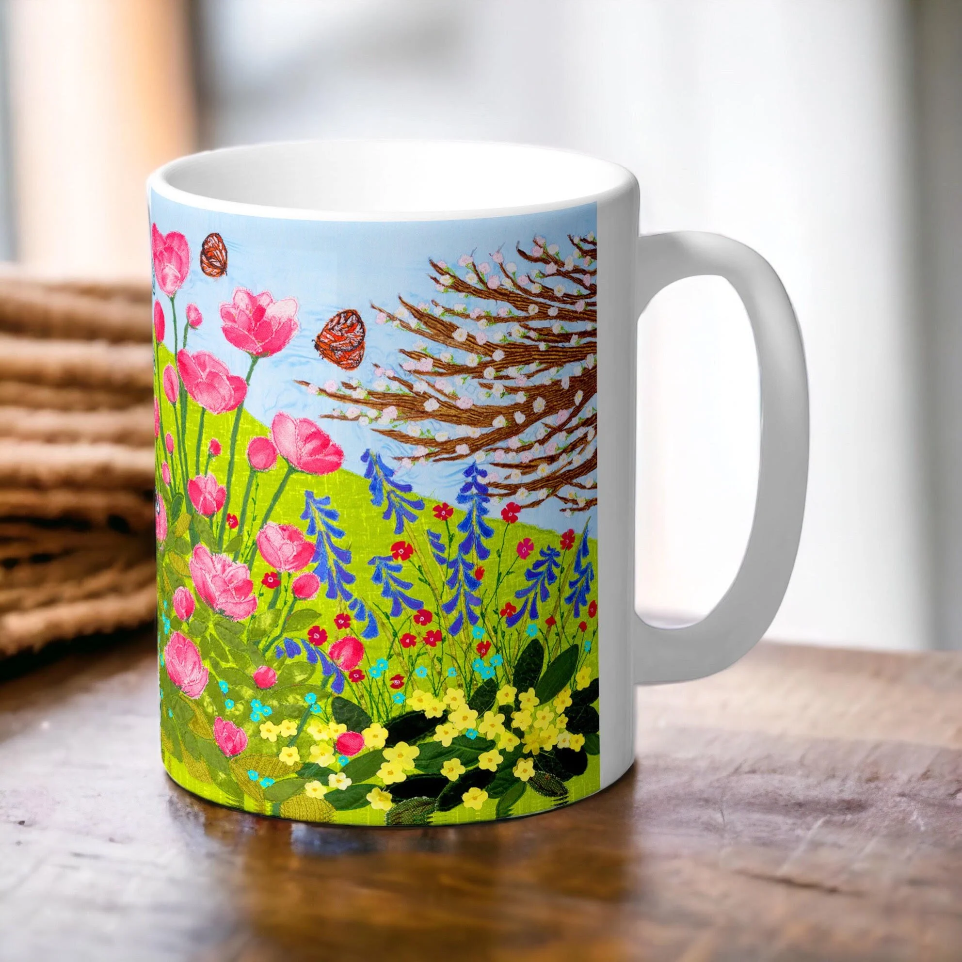 Ceramic Floral Mug By Jackie Gale Art Designs