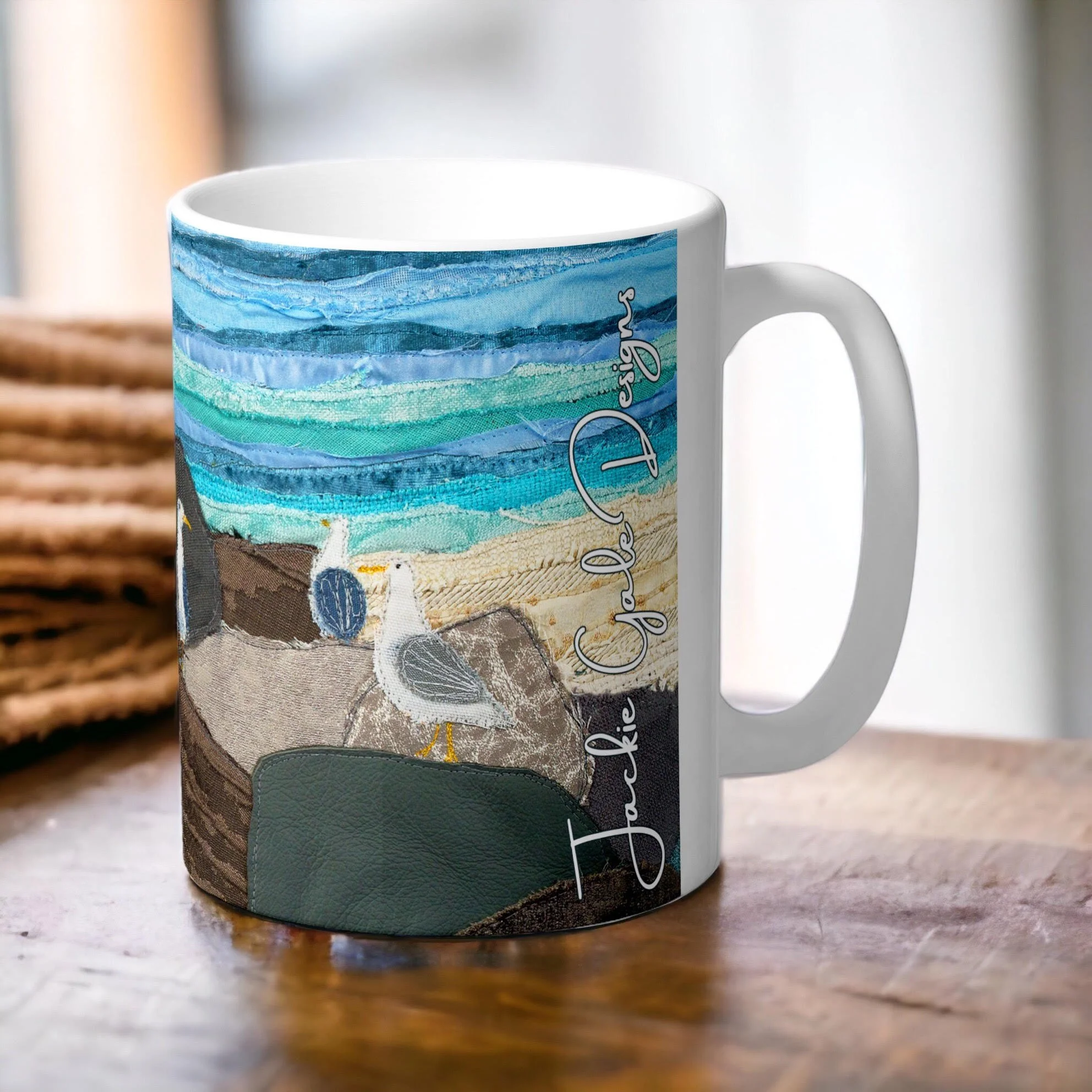 Seagulls Mug By Jackie Gale Textile Art