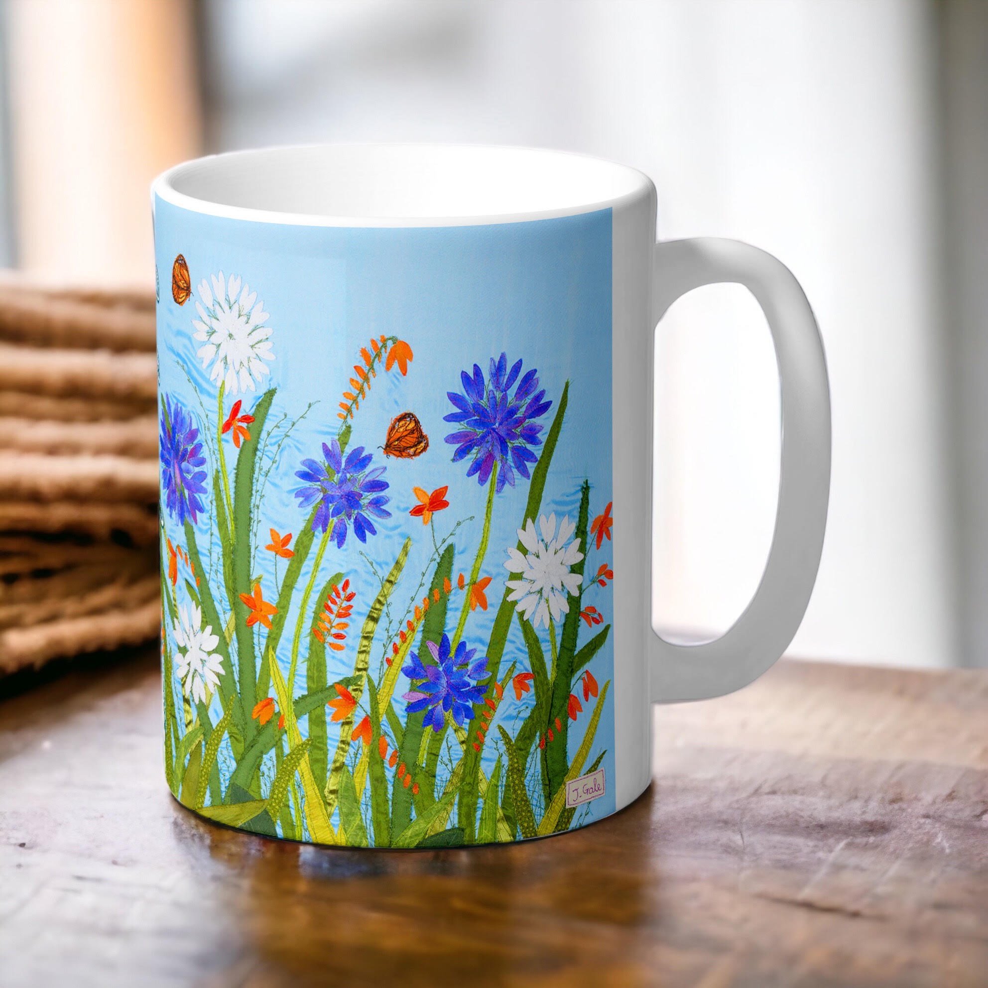 Agapanthus Textile Art Mug Jackie Gale
