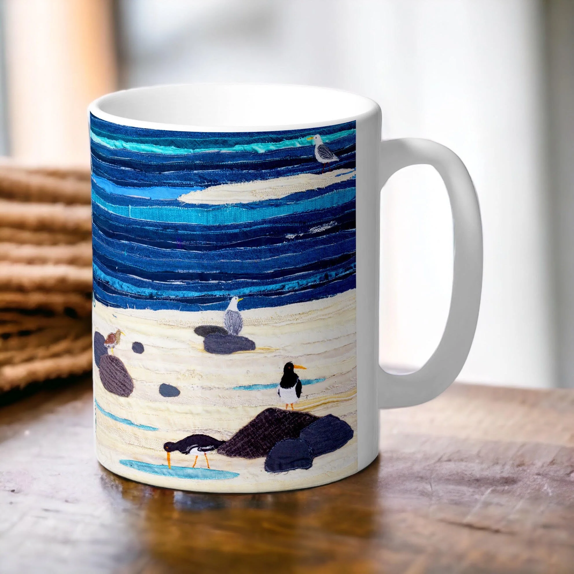 Beach Birds Ceramic Mug By Jackie Gale Textile Artist Devon