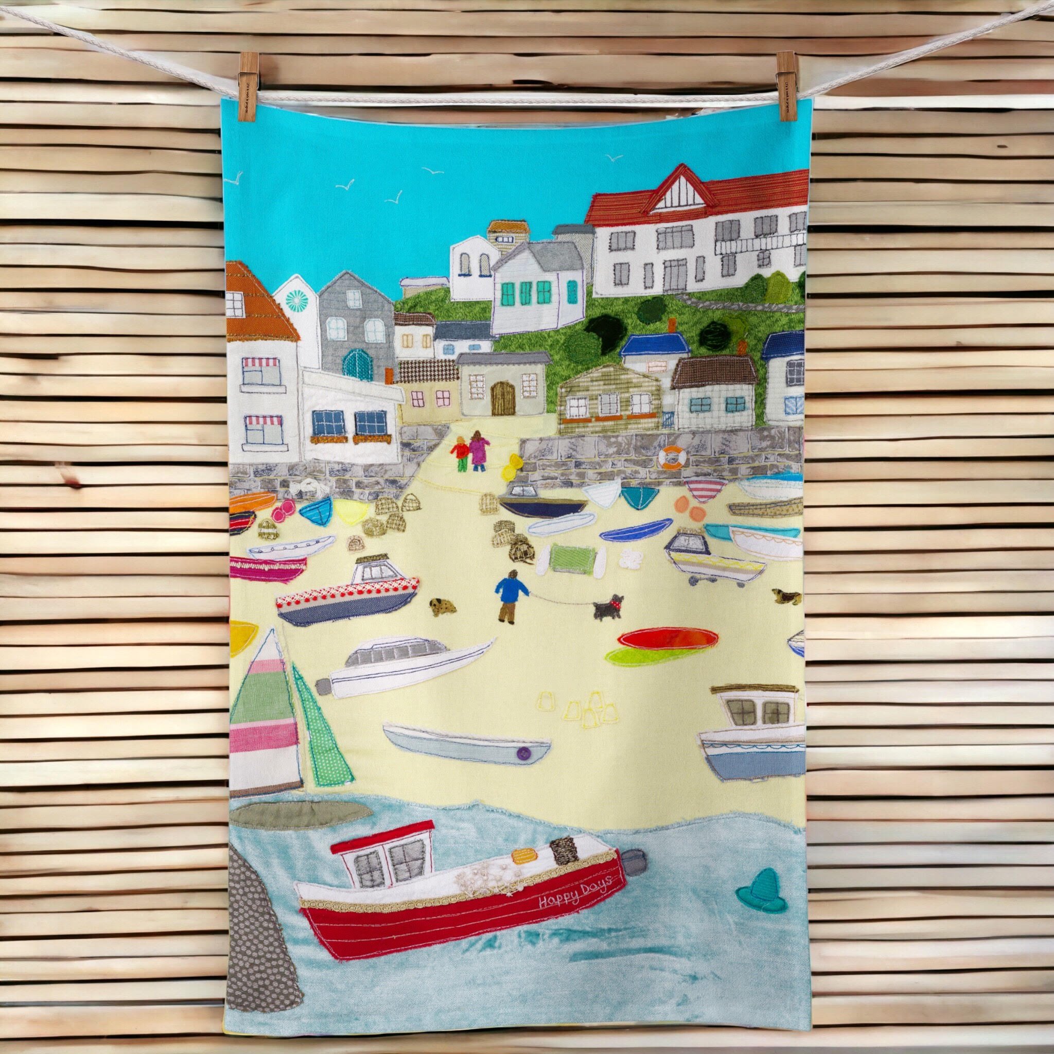 Hope Cove Tea Towel by Jackie Gale