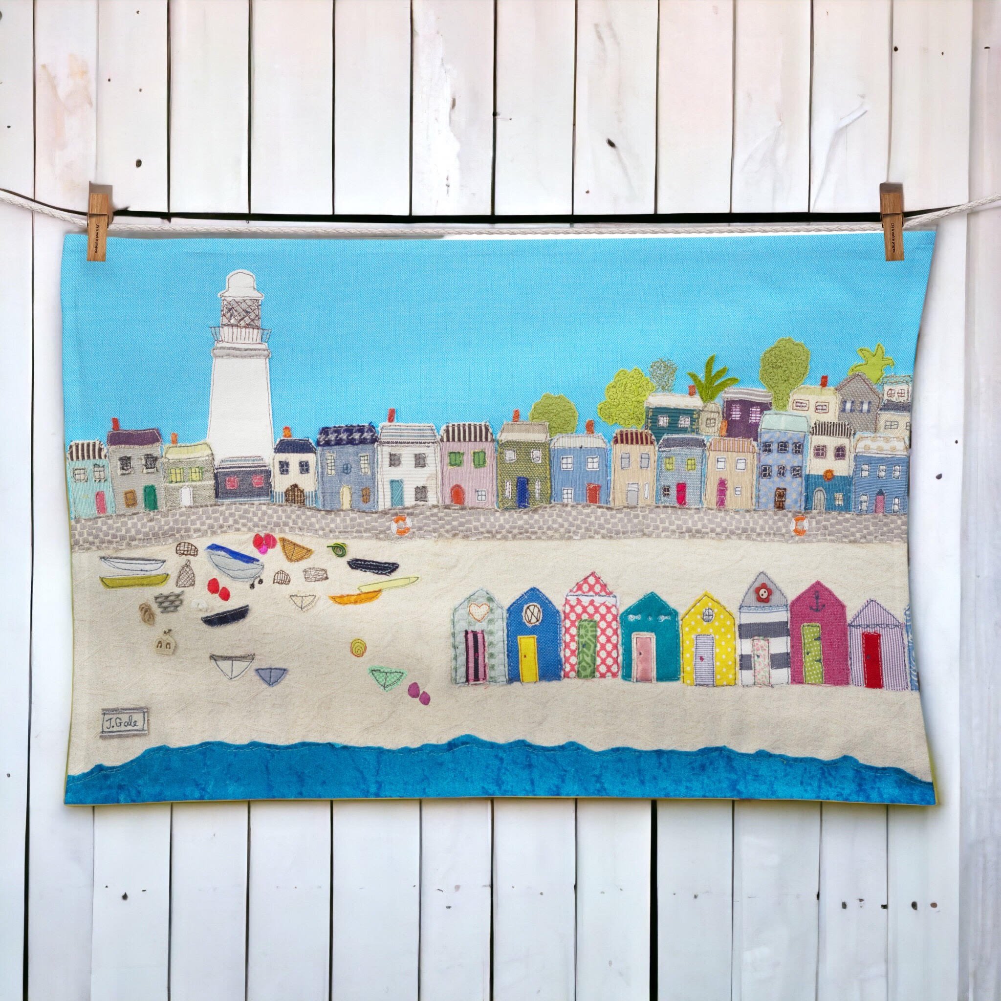 Beach Tea Towel By Jackie Gale Textile Art