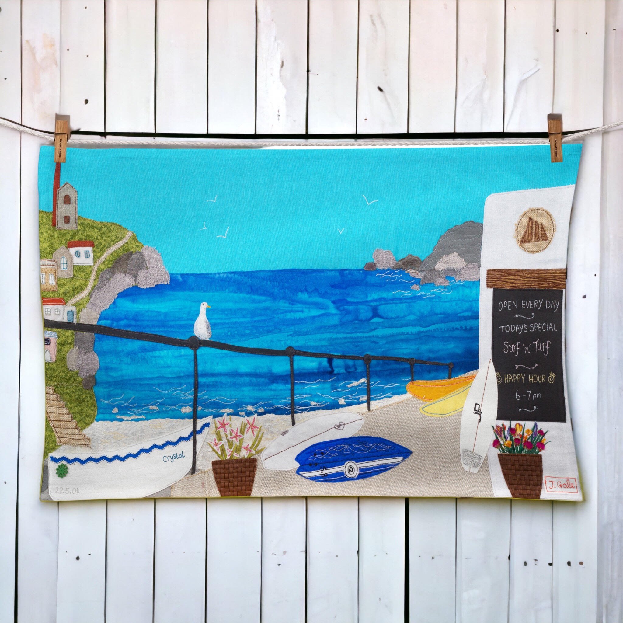 St Agnes Cornwall Tea Towel By Jackie Gale