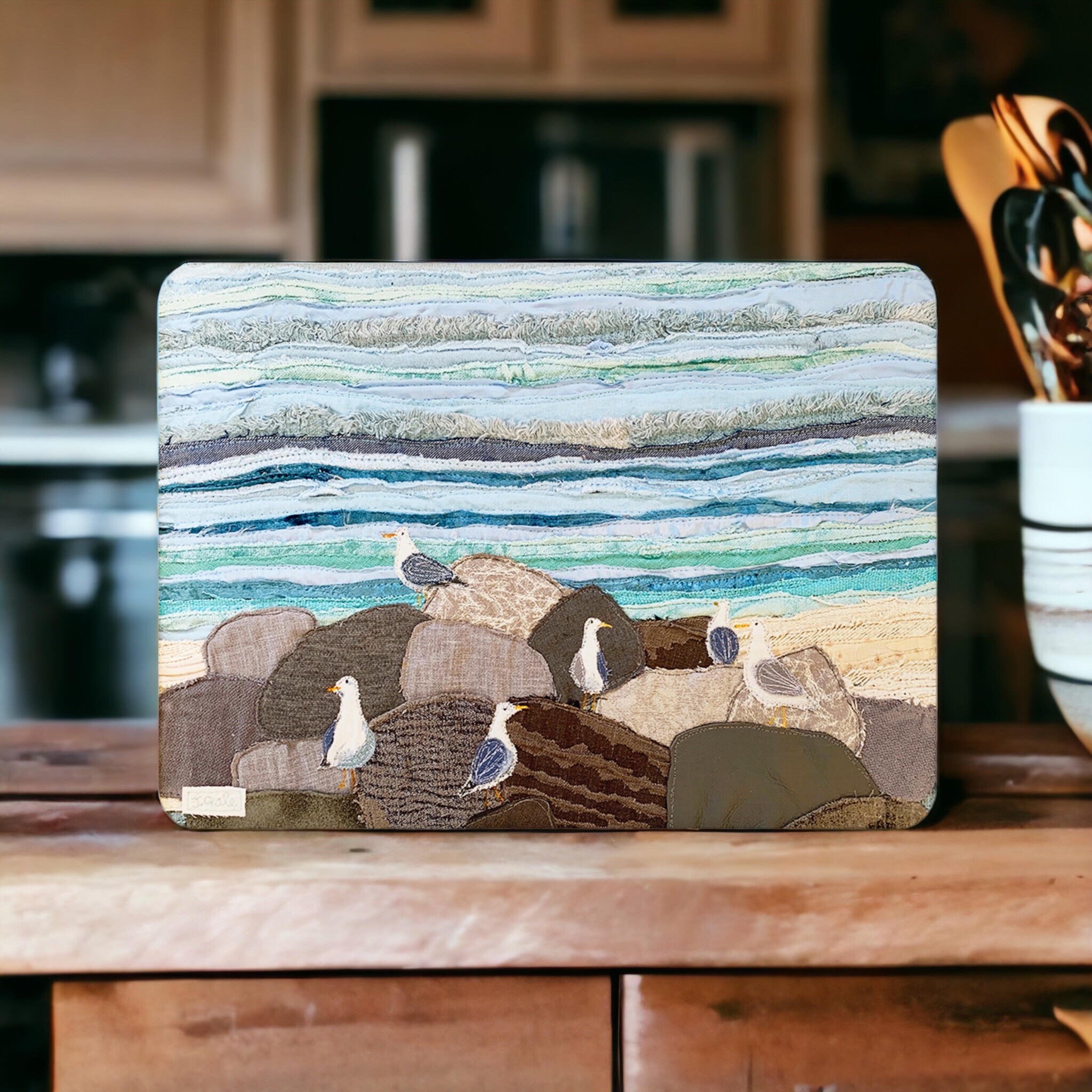 Seagulls Seascape Art Place Mat - Jackie Gale Textile Artist