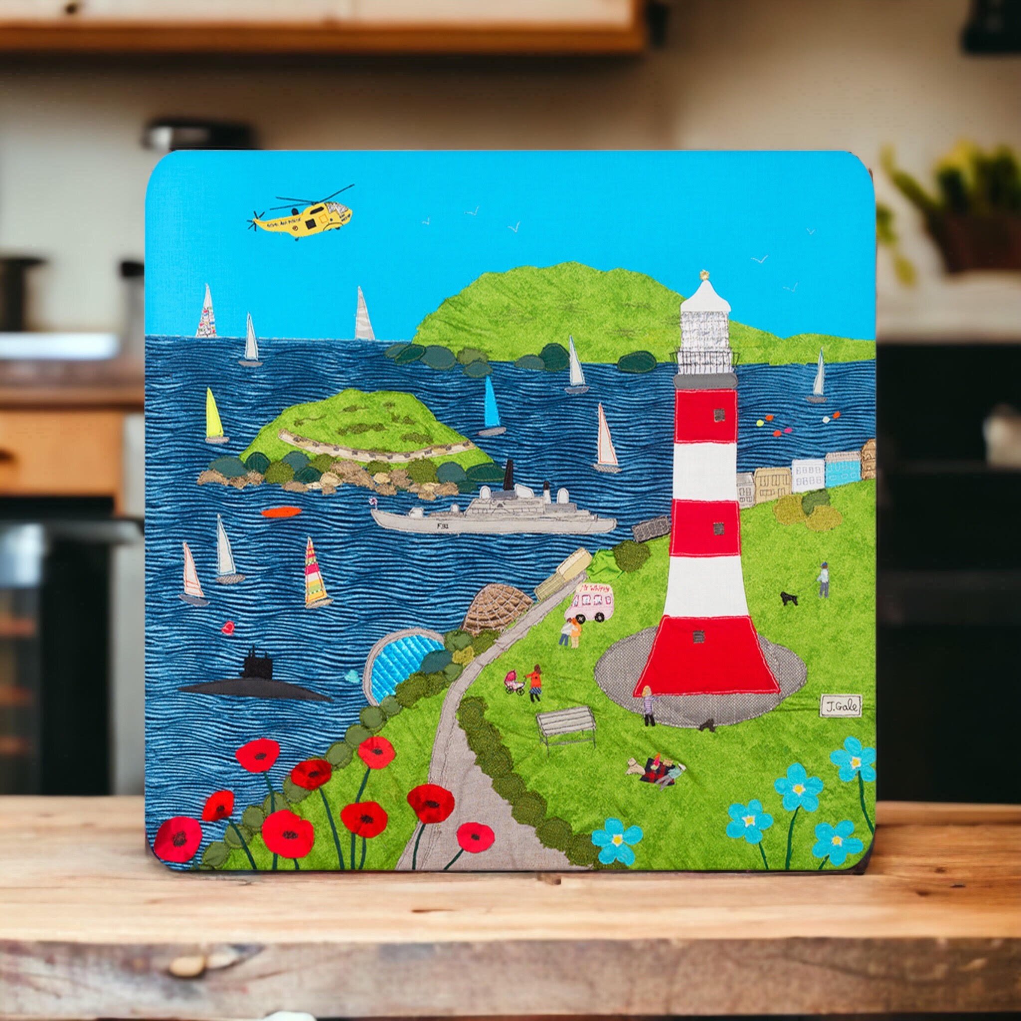 Plymouth Hoe Art Place Mat - Jackie Gale Textile Artist Devon