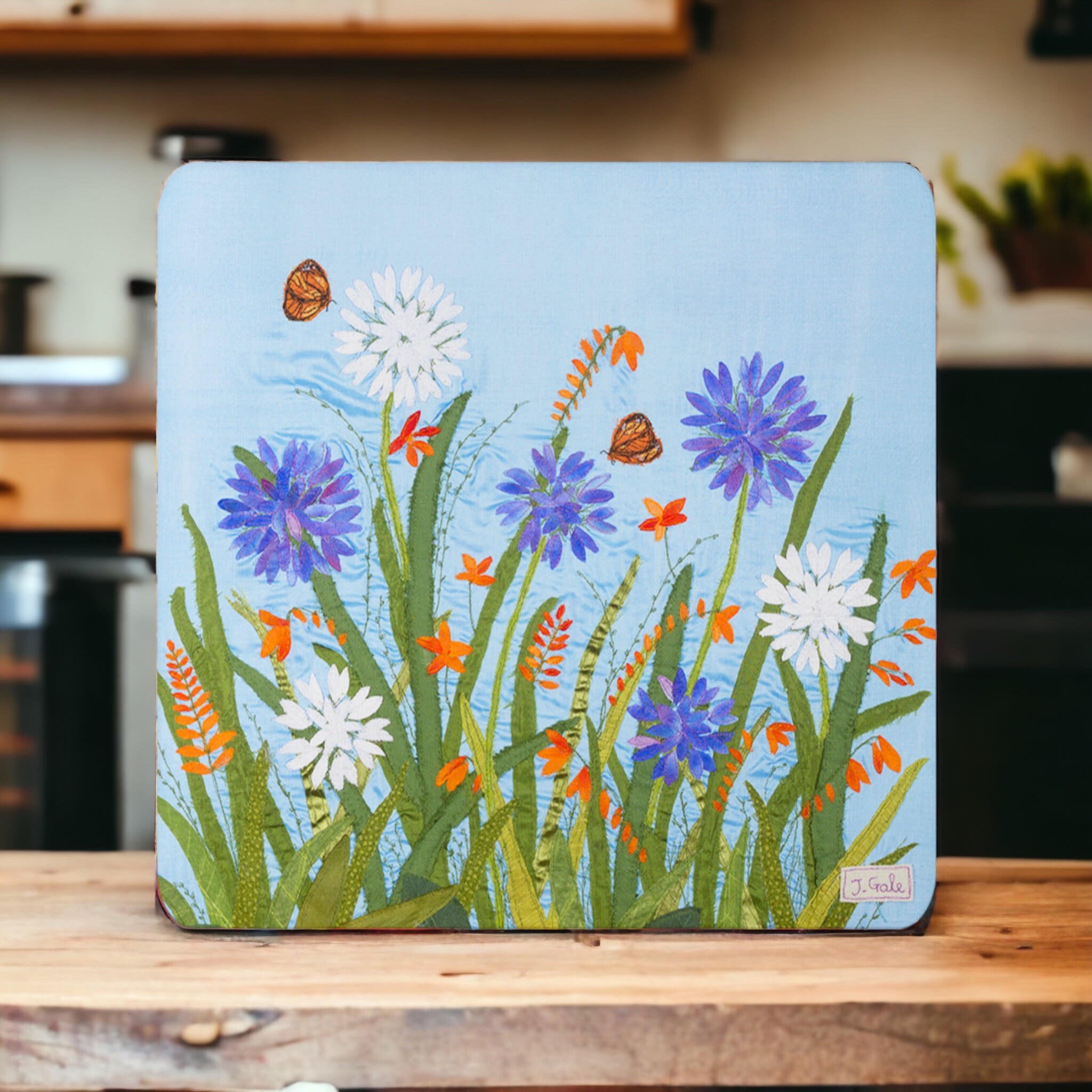 Agapanthus Art Place Mat Jackie Gale Textile Artist Devon